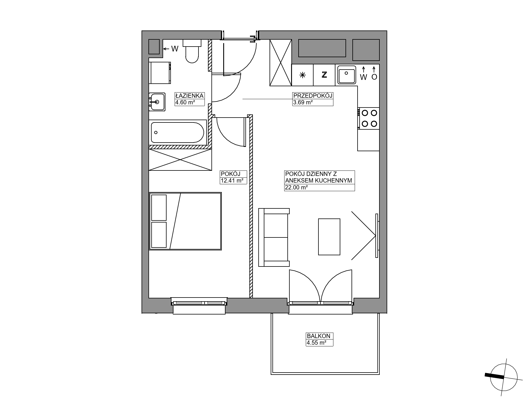 Plan 2 pok. 43m²