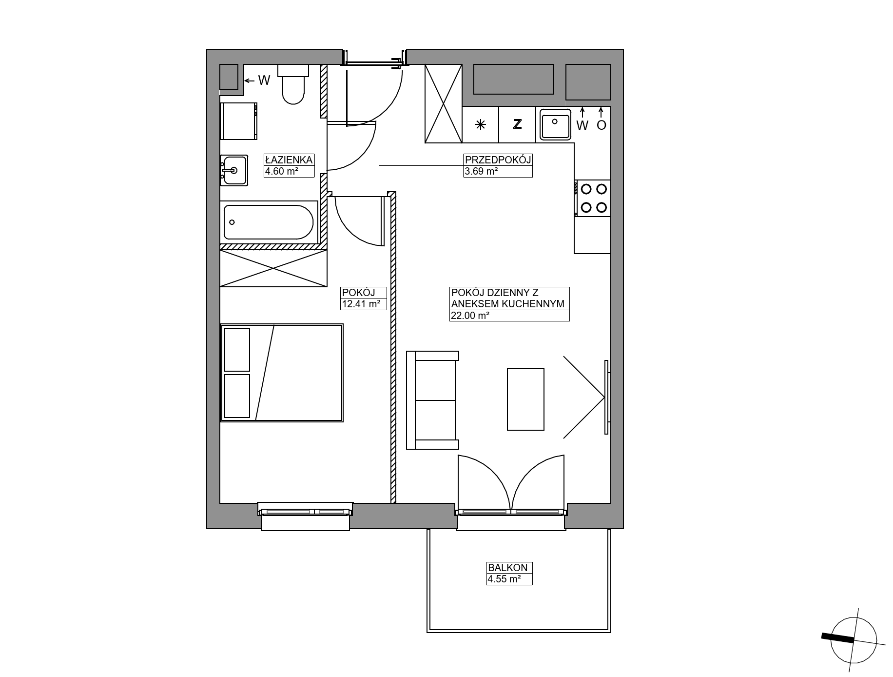 Plan 2 pok. 43m²