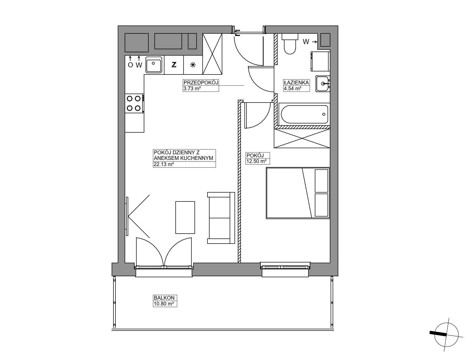 Plan 2 pok. 43m²