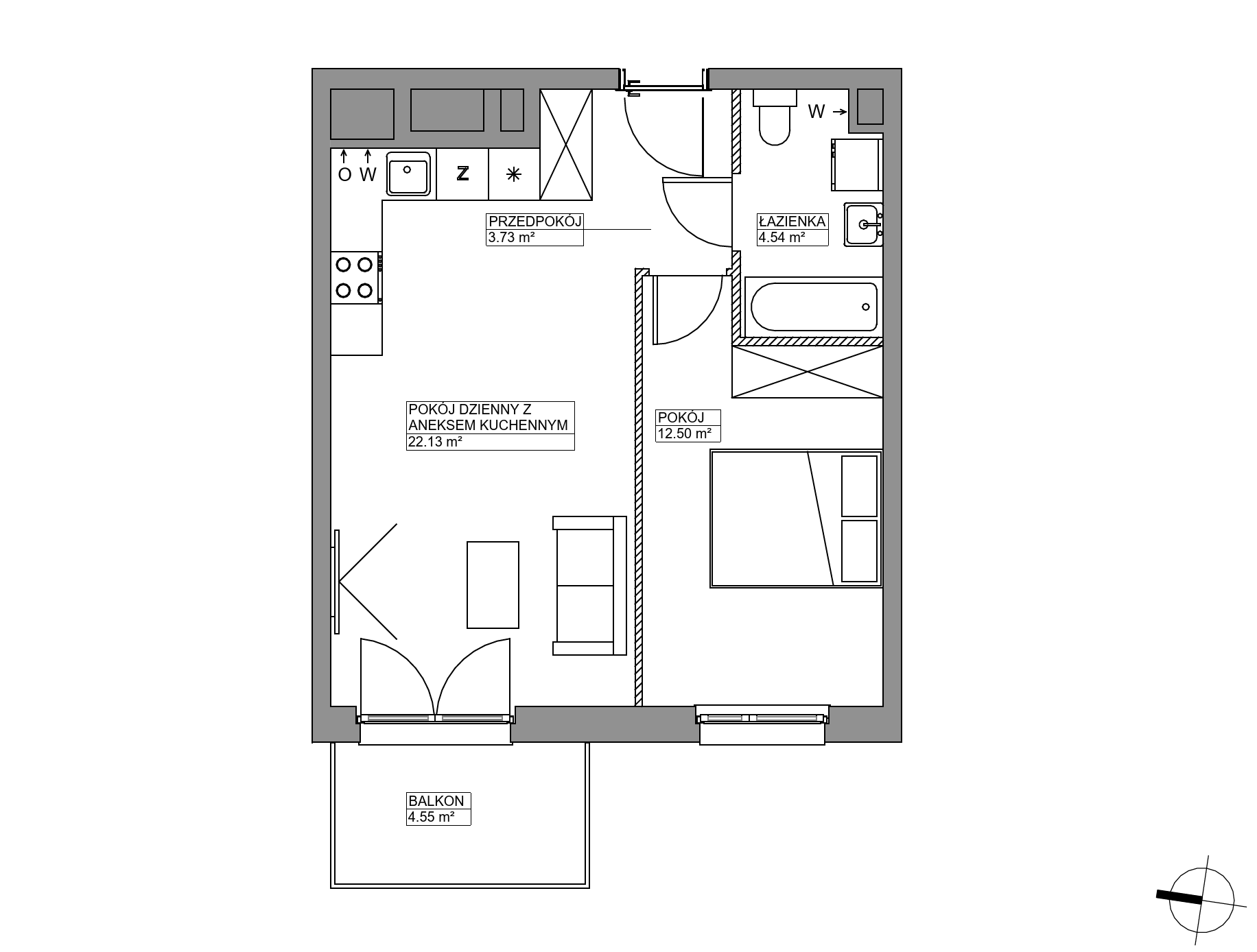Plan 2 pok. 43m²