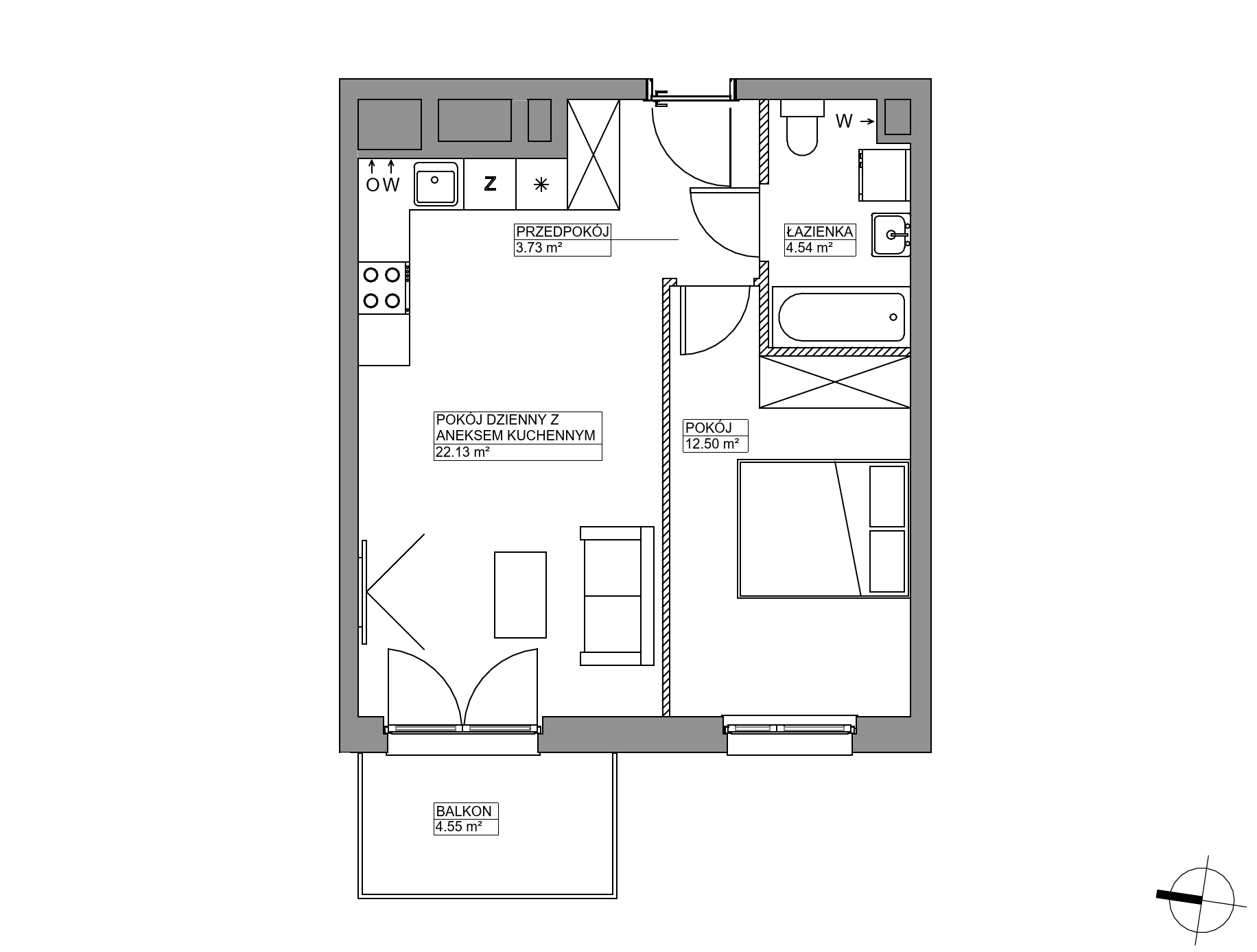 Plan 2 pok. 43m²