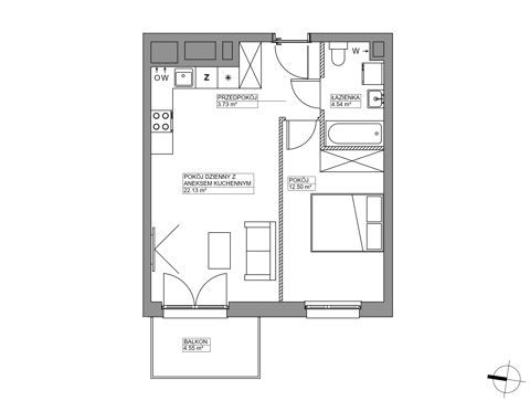 Plan 2 pok. 43m²