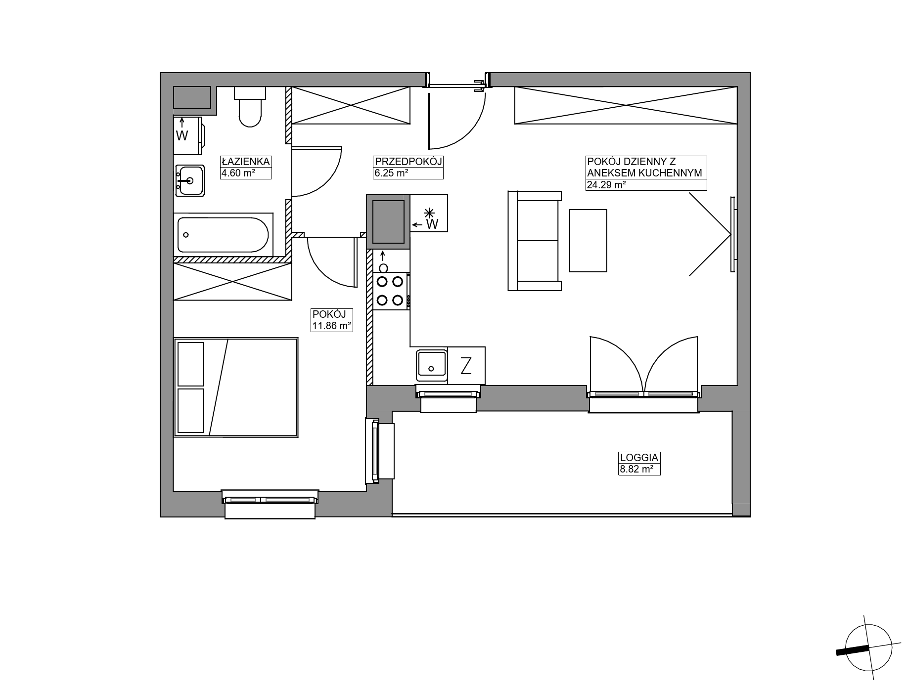 Plan 2 pok. 47m²