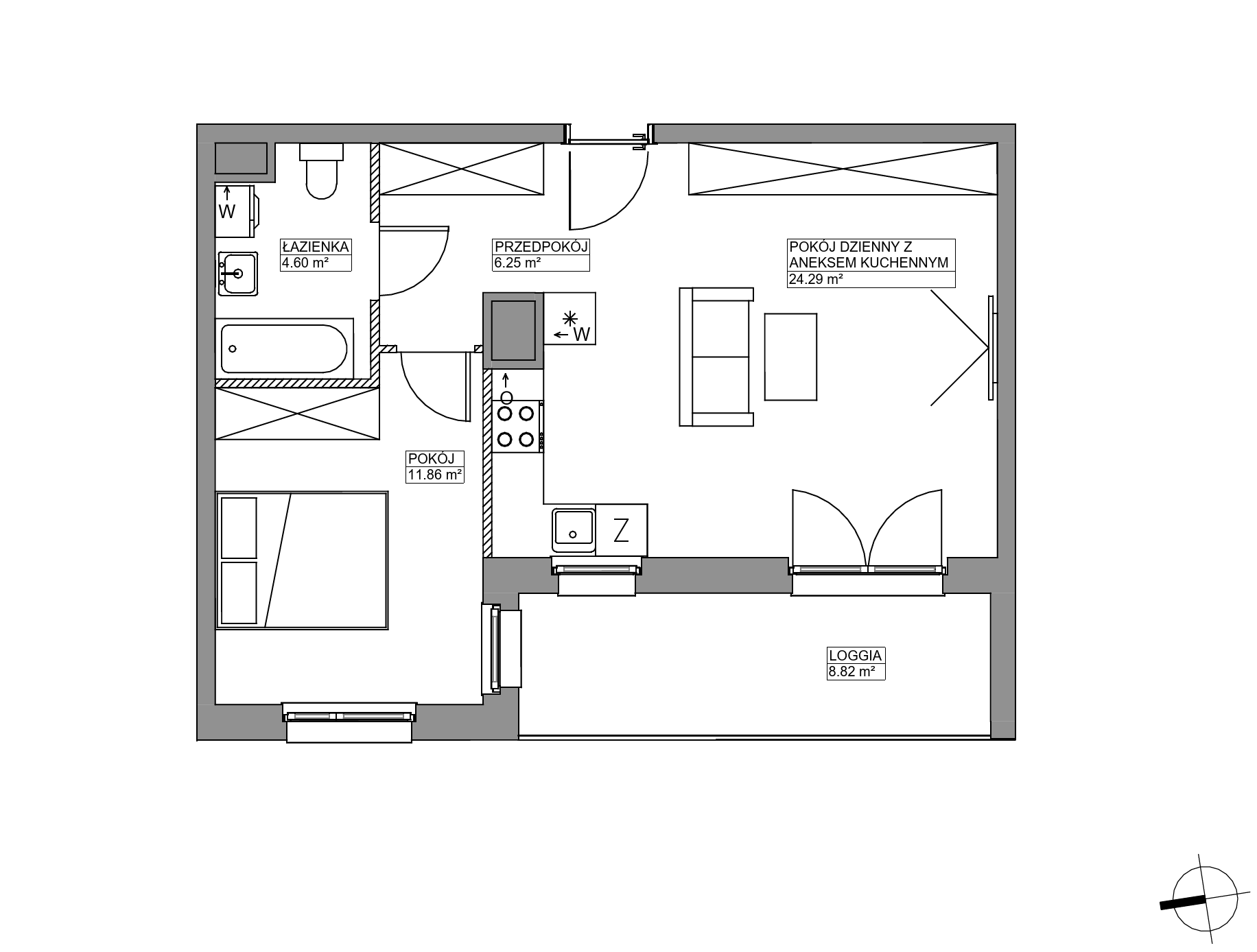 Plan 2 pok. 47m²
