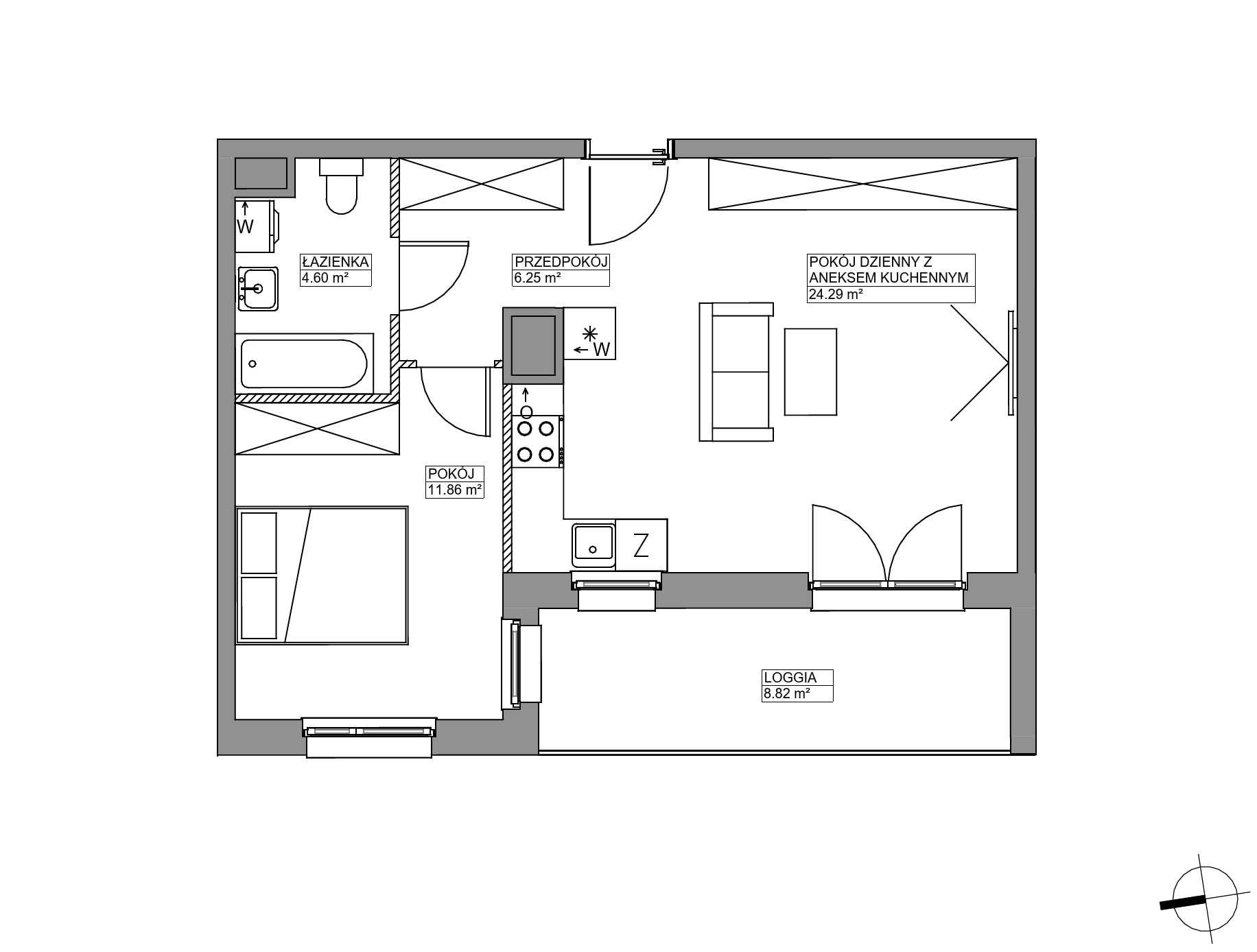 Plan 2 pok. 47m²