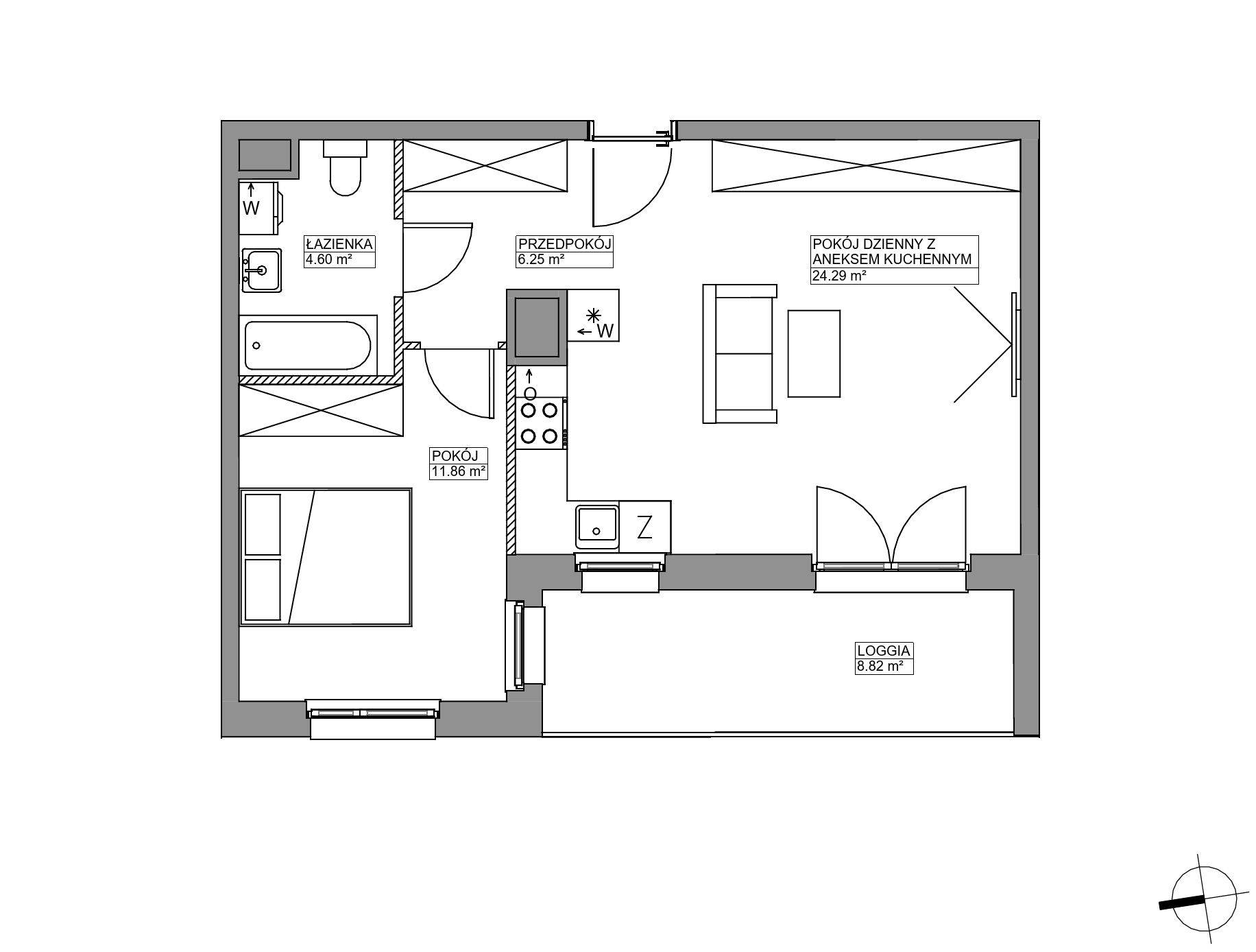 Plan 2 pok. 47m²
