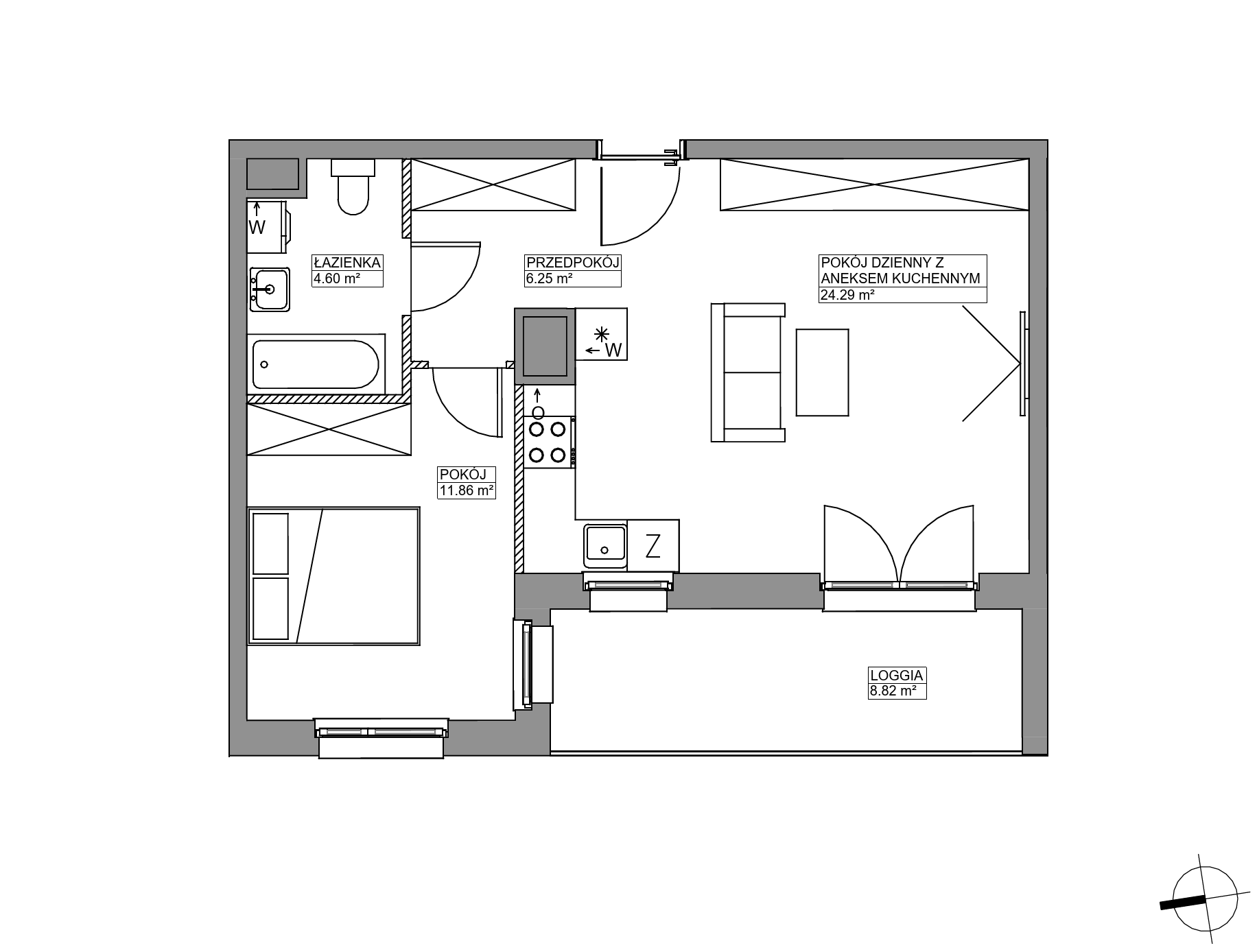 Plan 2 pok. 47m²