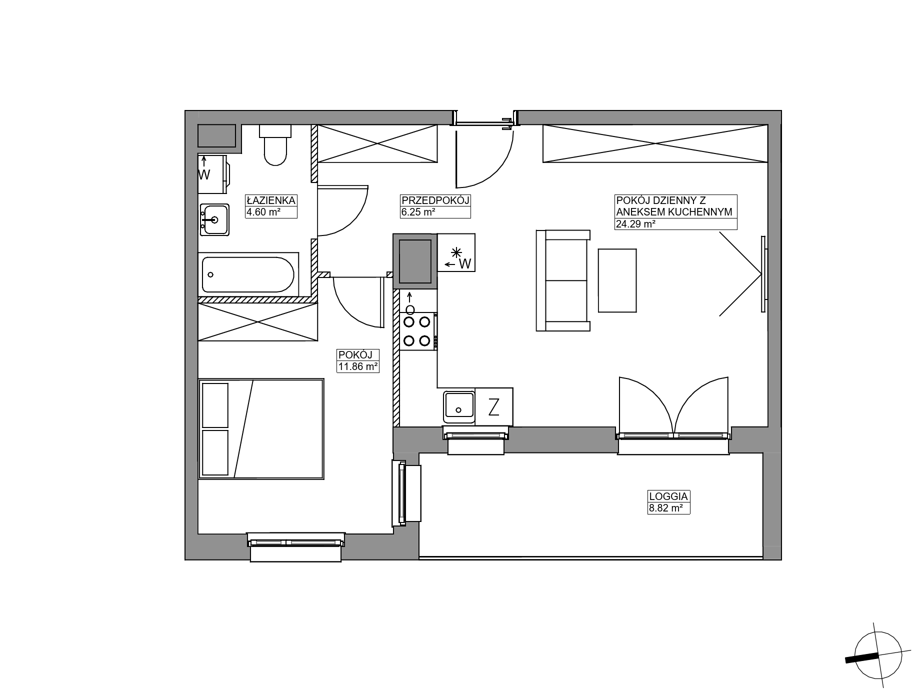 Plan 2 pok. 47m²