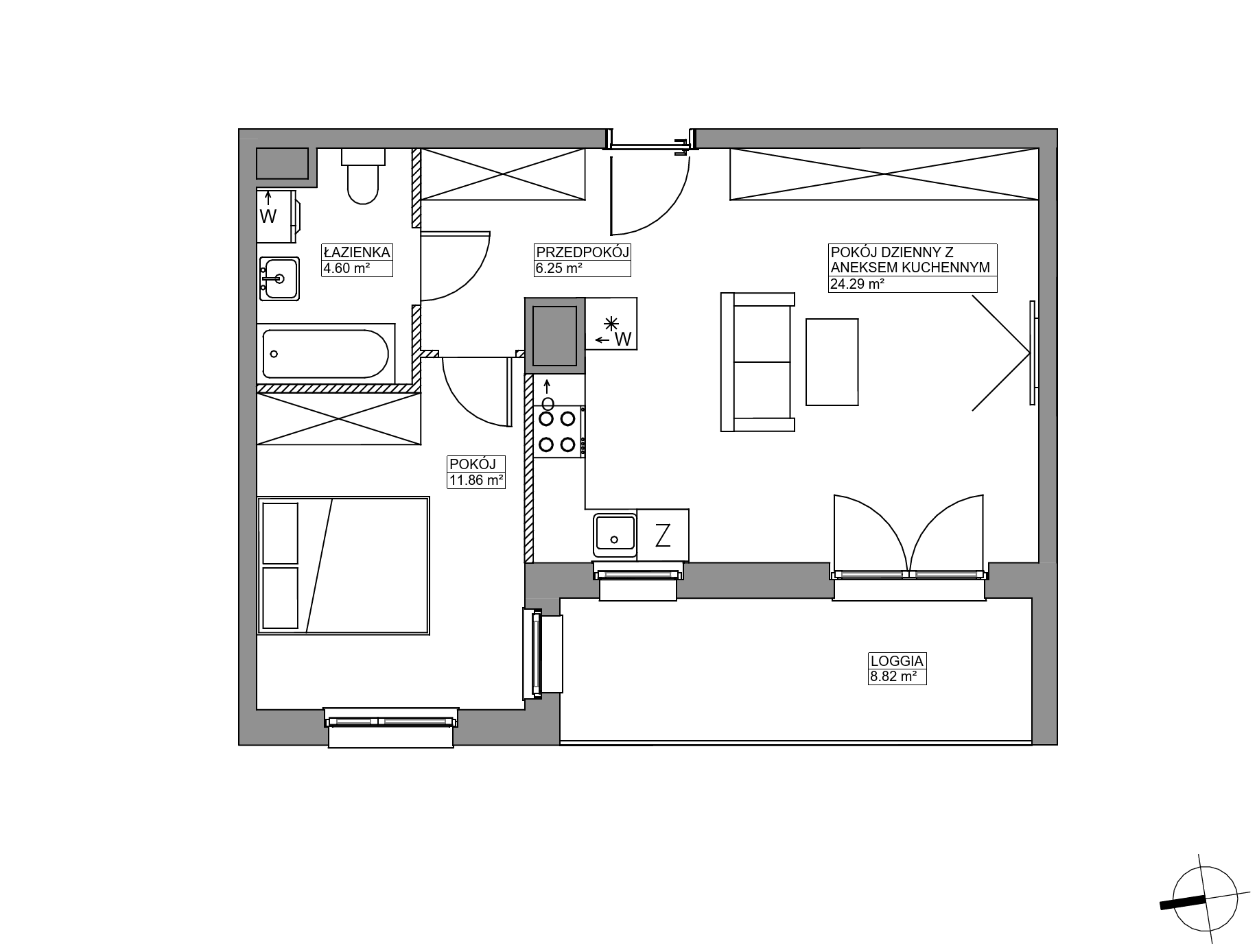 Plan 2 pok. 47m²