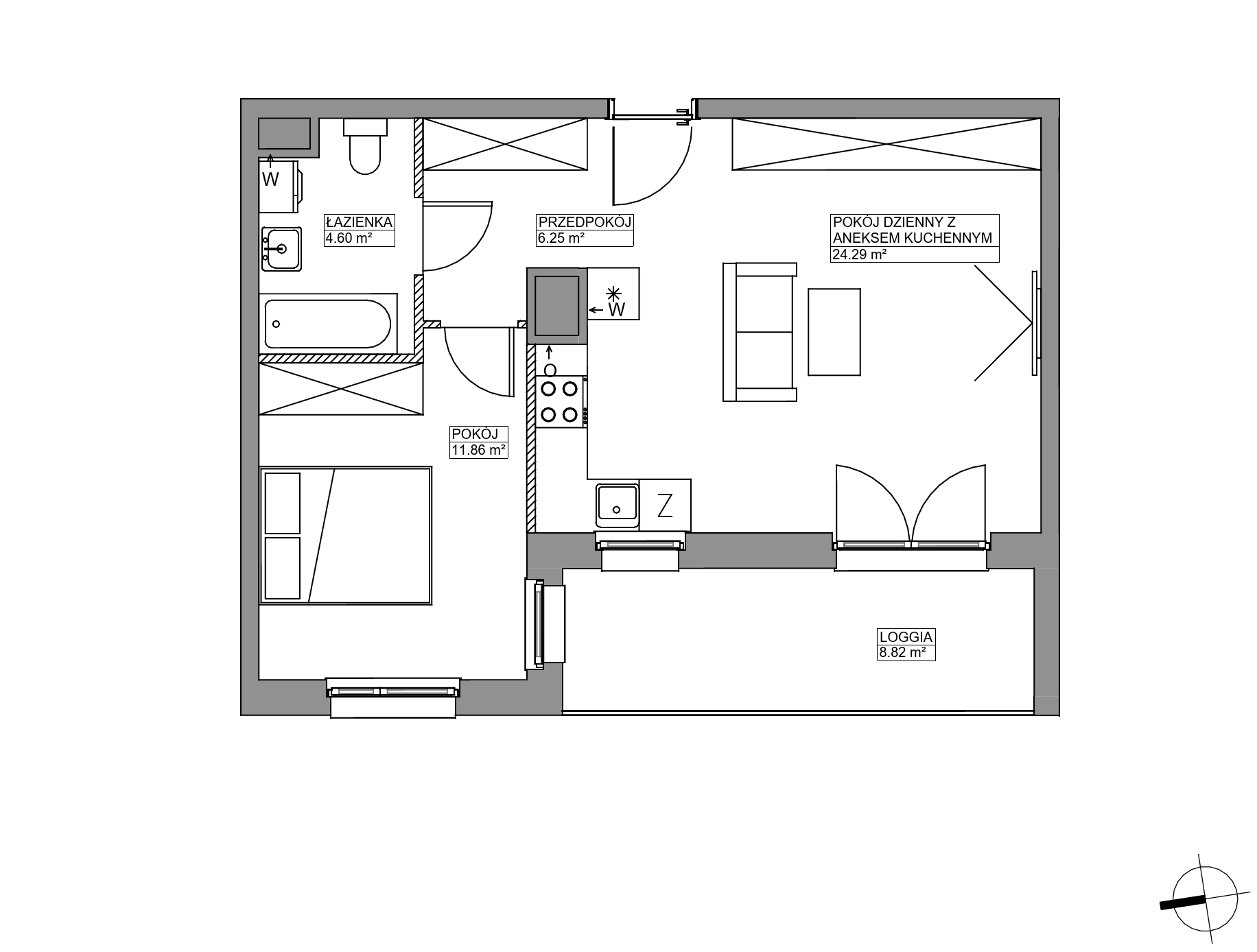 Plan 2 pok. 47m²