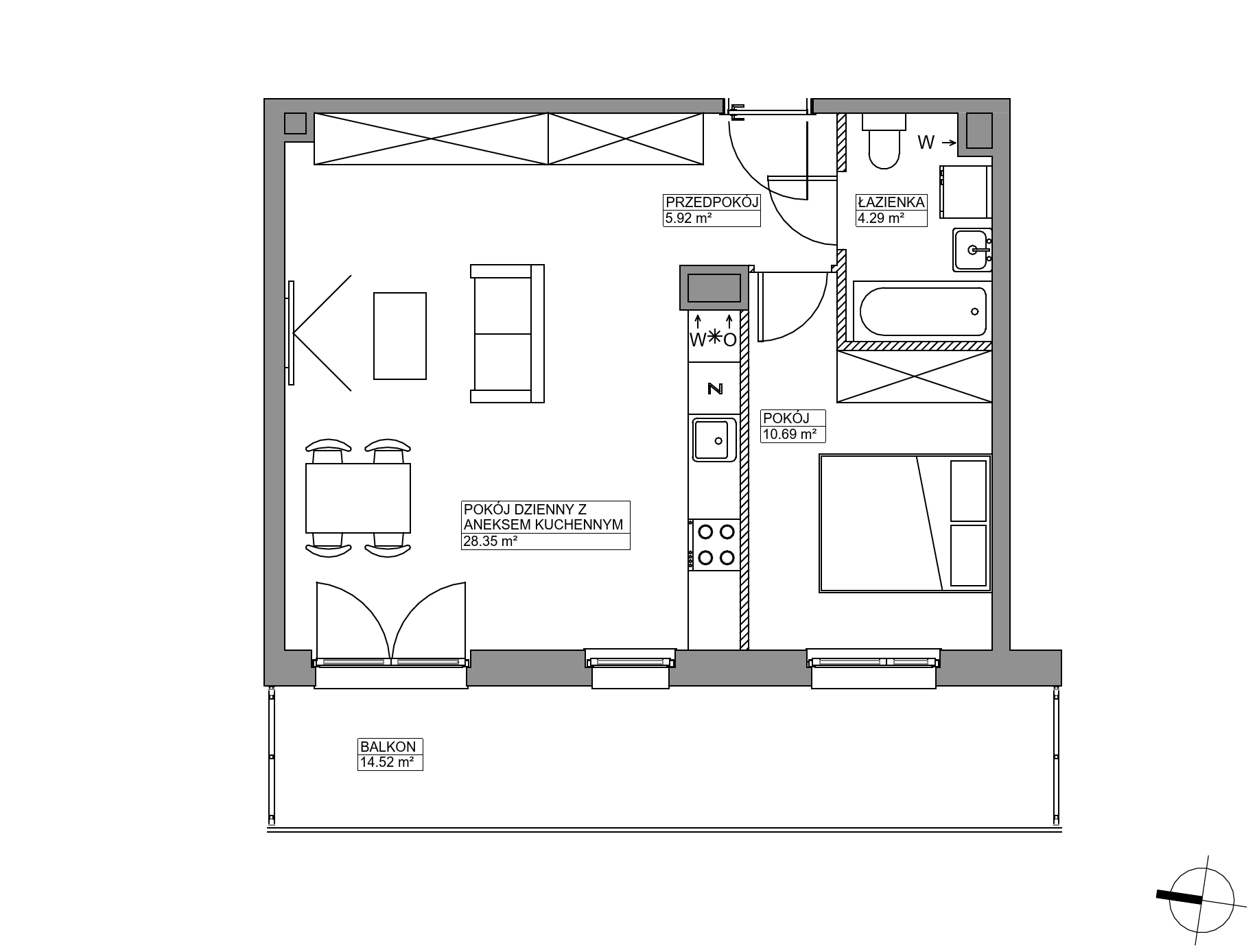 Plan 2 pok. 49m²