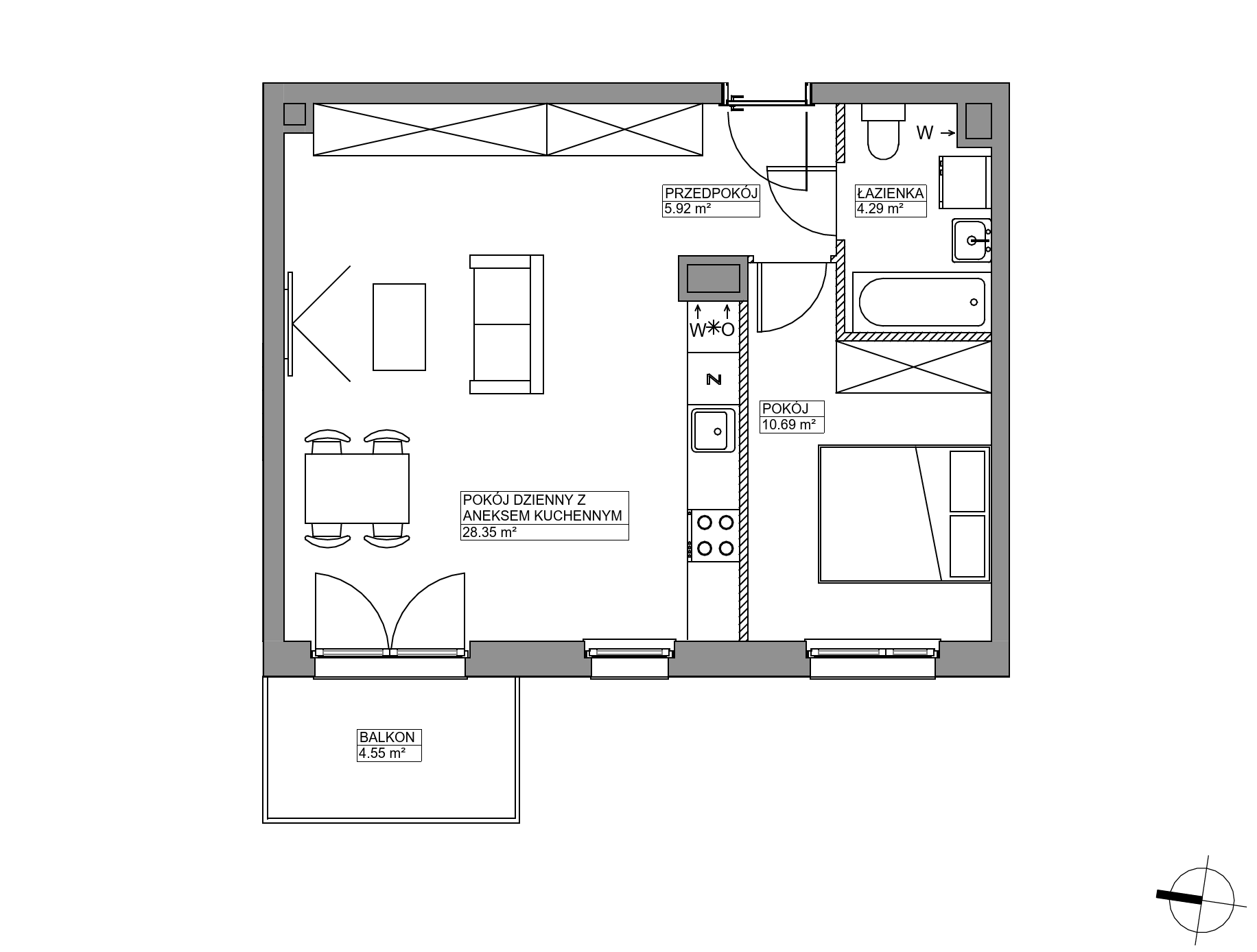 Plan 2 pok. 49m²