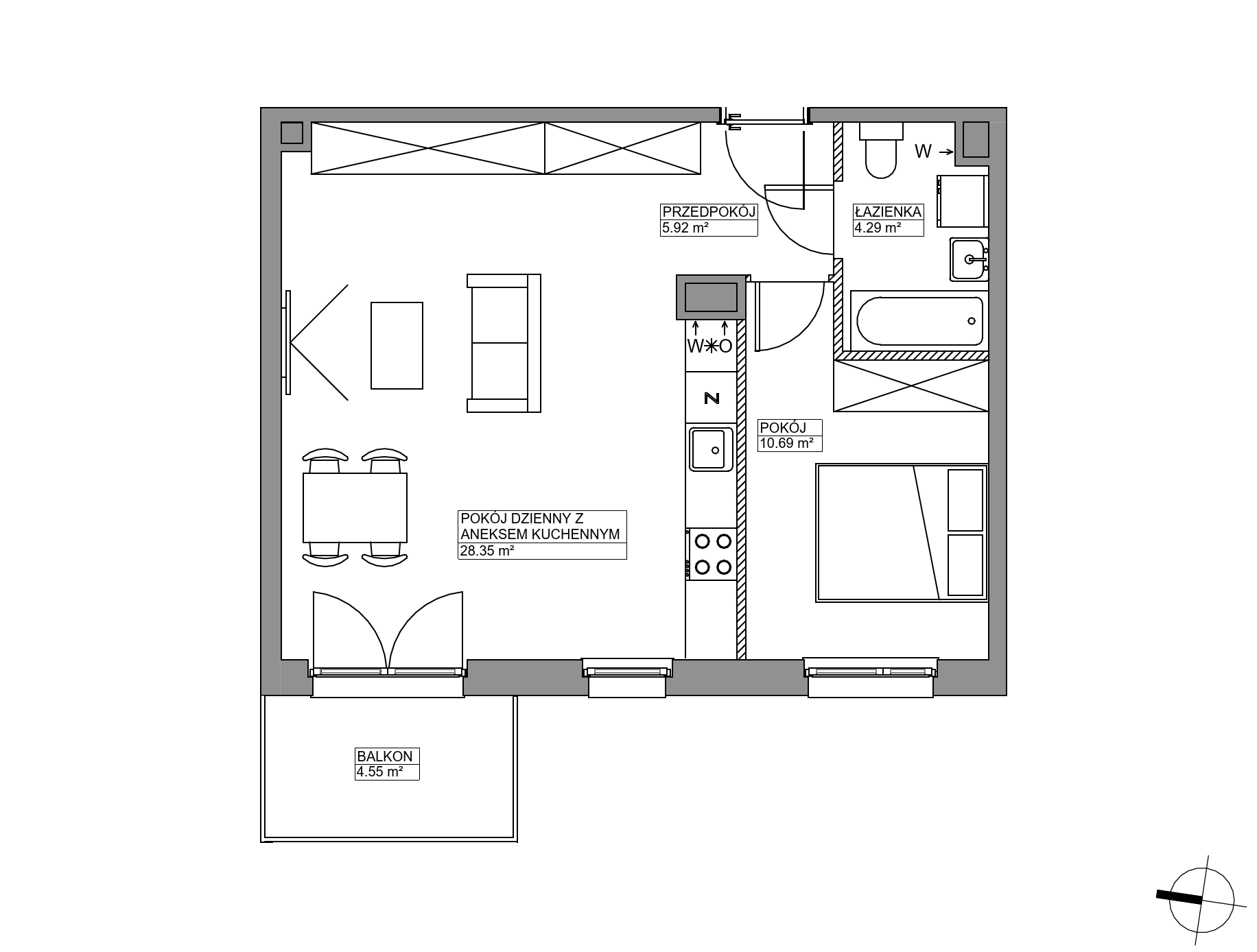 Plan 2 pok. 49m²