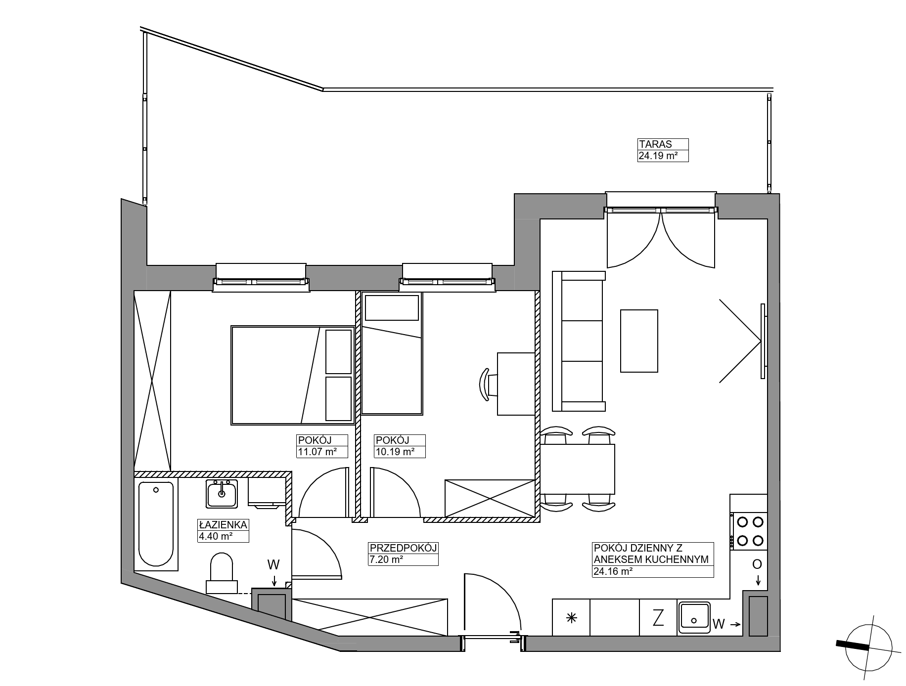 Plan 3 pok. 57m²