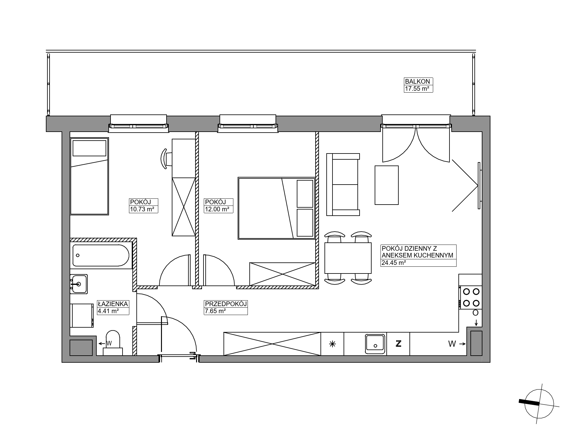 Plan 3 pok. 59m²