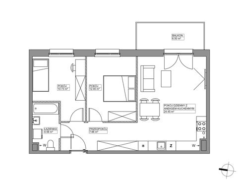 Plan 3 pok. 59m²