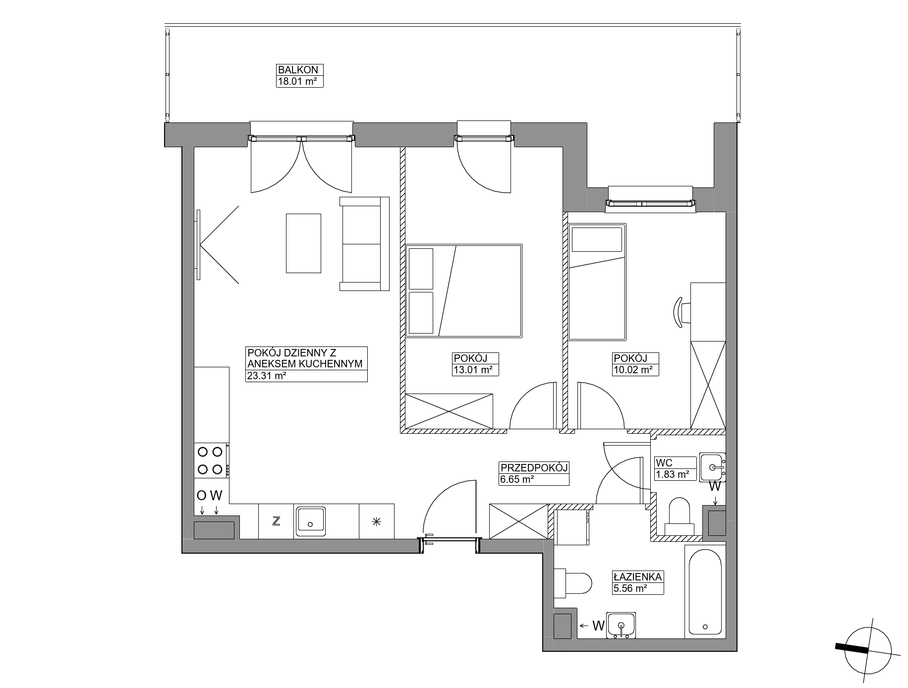 Plan 3 pok. 60m²