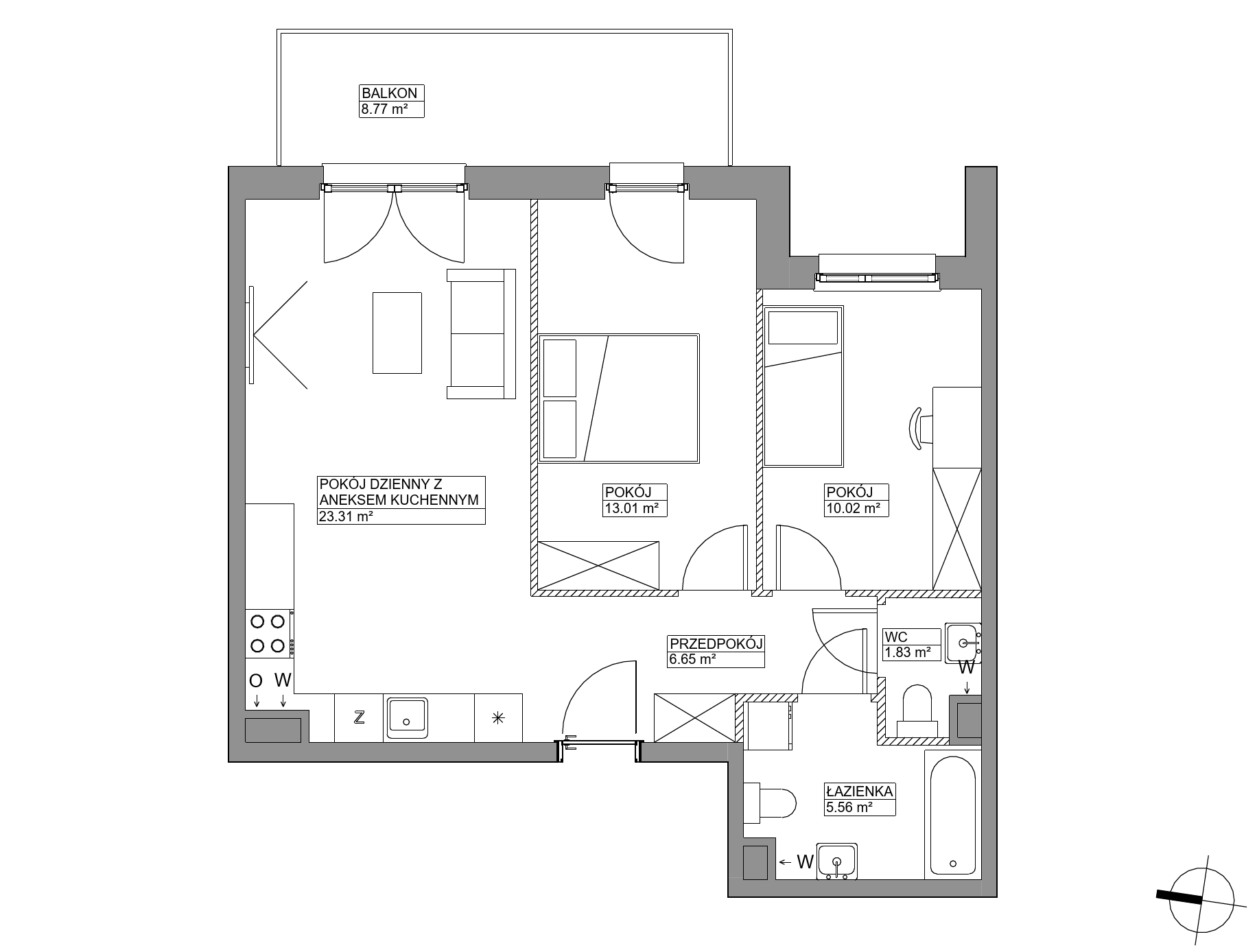 Plan 3 pok. 60m²