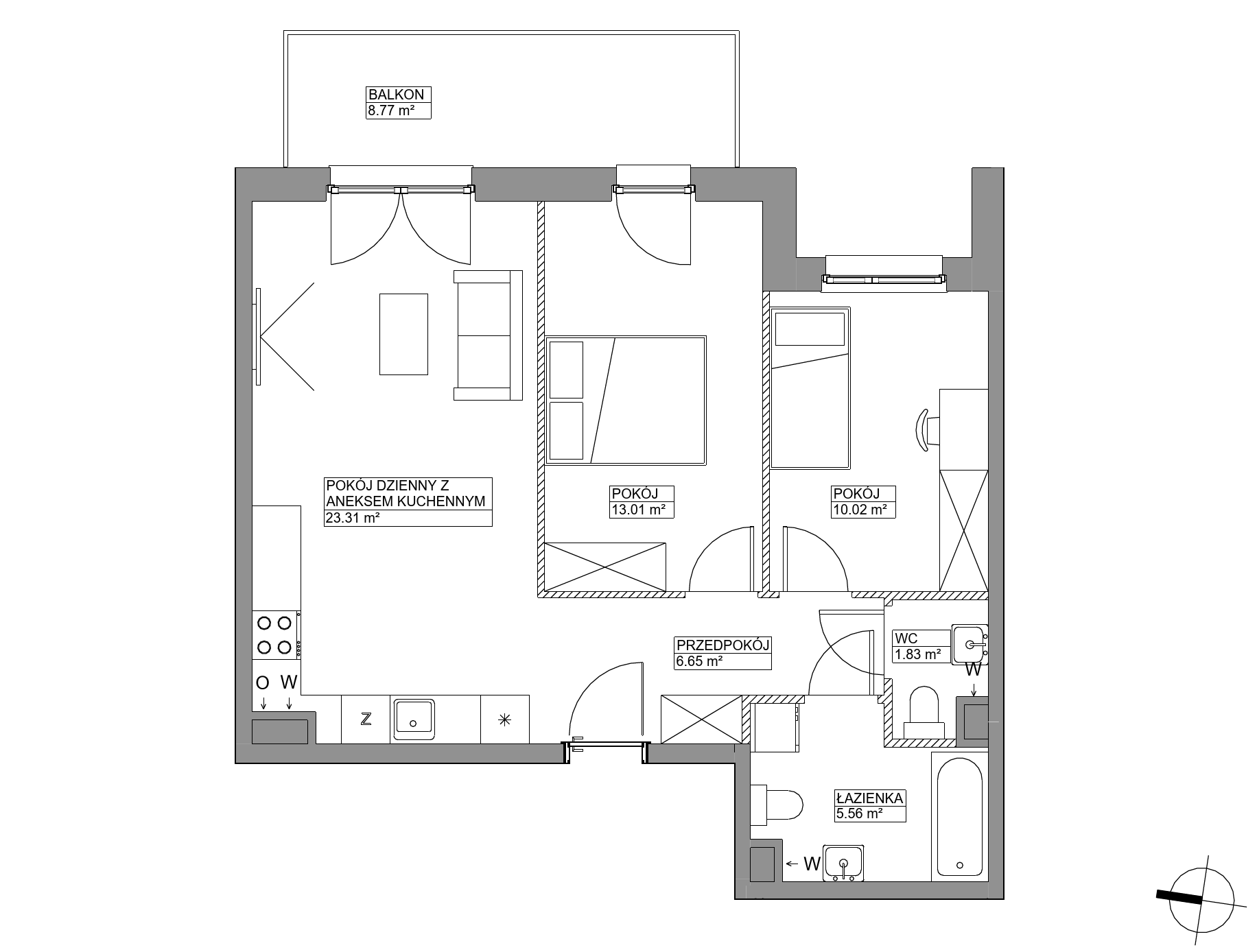 Plan 3 pok. 60m²