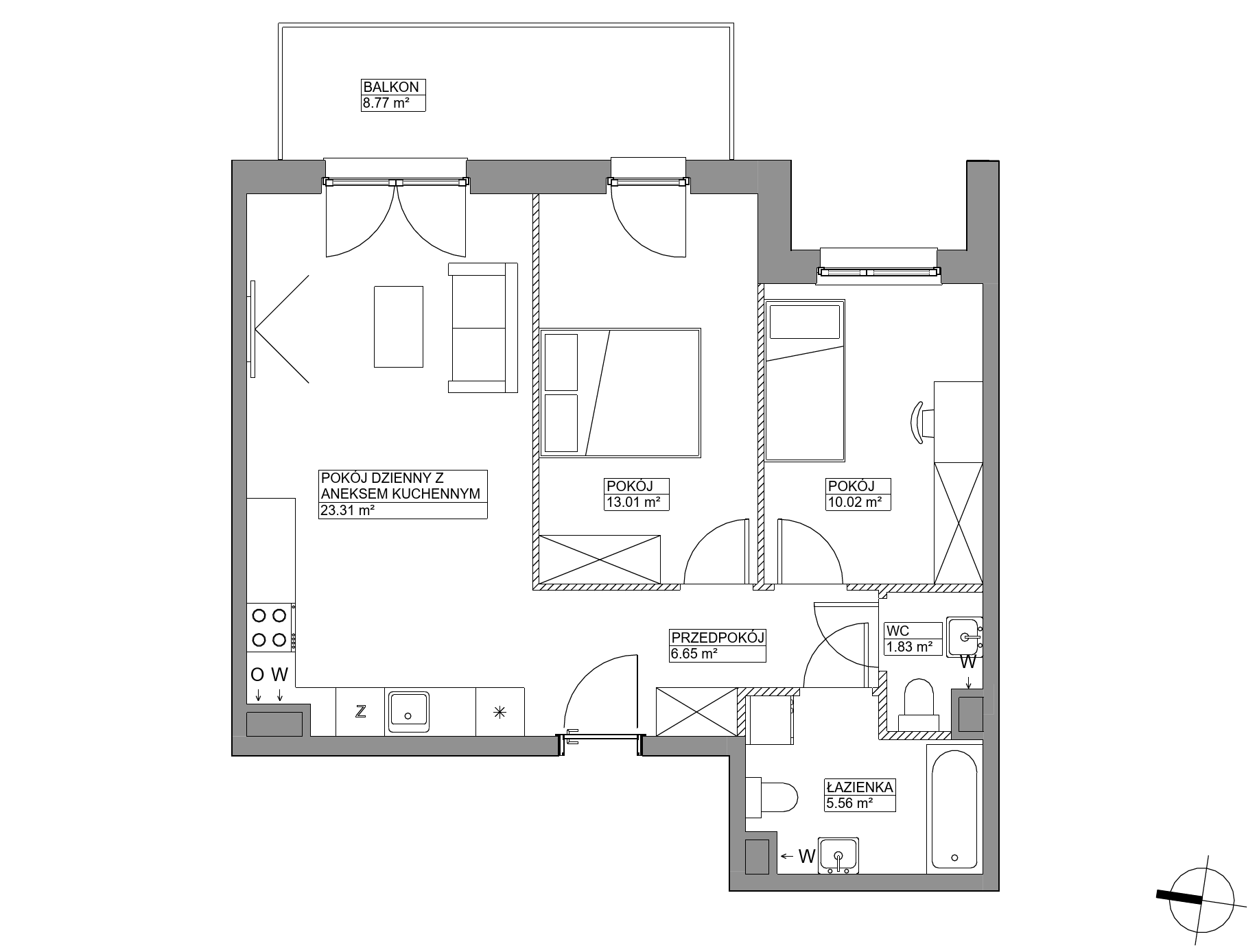 Plan 3 pok. 60m²