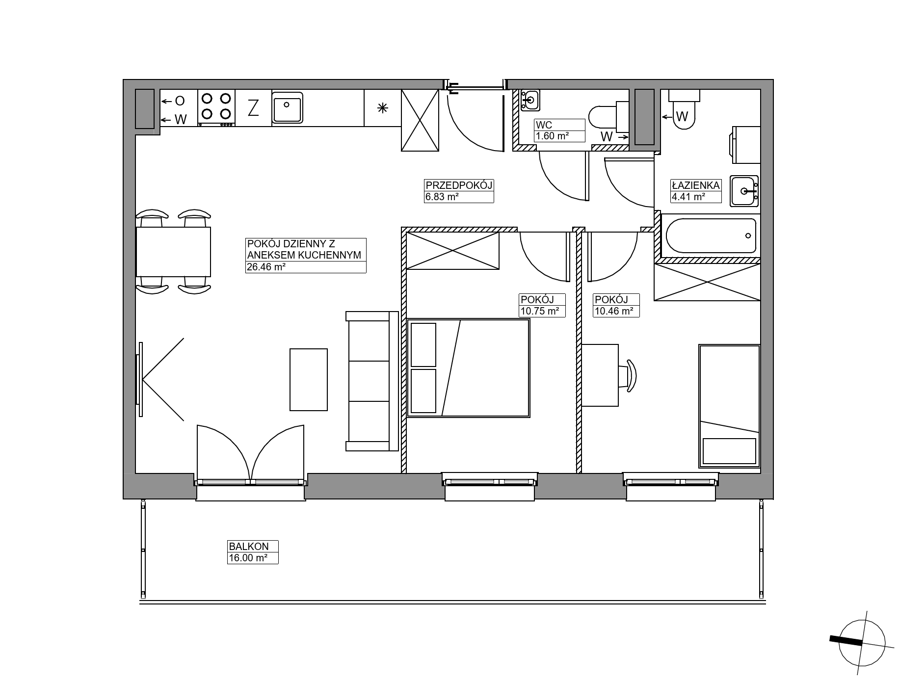 Plan 3 pok. 61m²