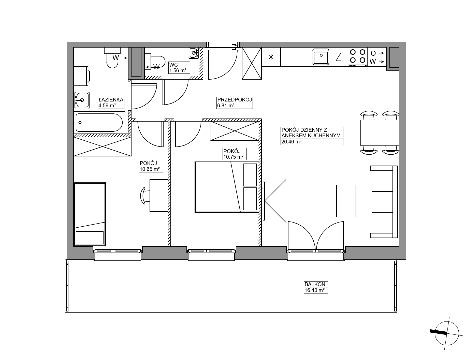 Plan 3 pok. 61m²