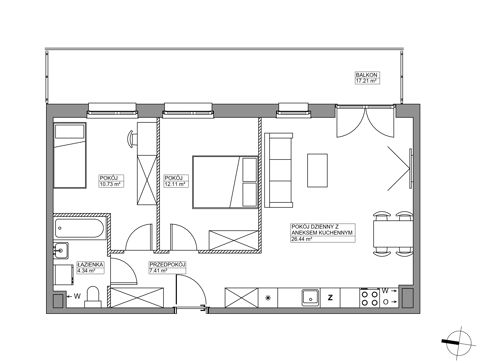 Plan 3 pok. 61m²