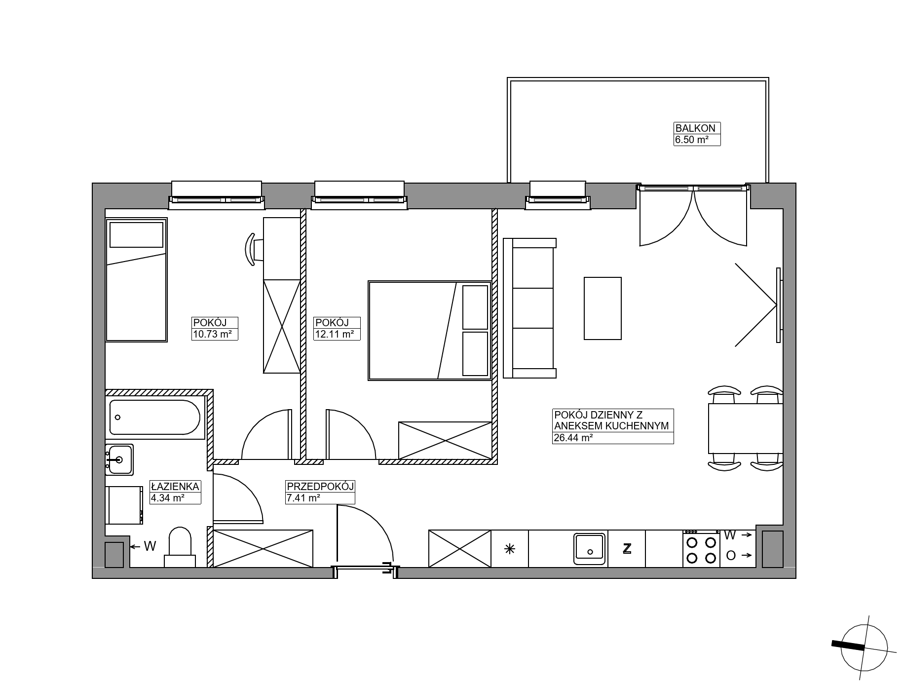Plan 3 pok. 61m²