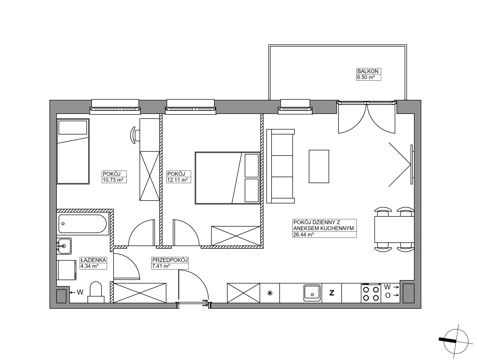 Plan 3 pok. 61m²