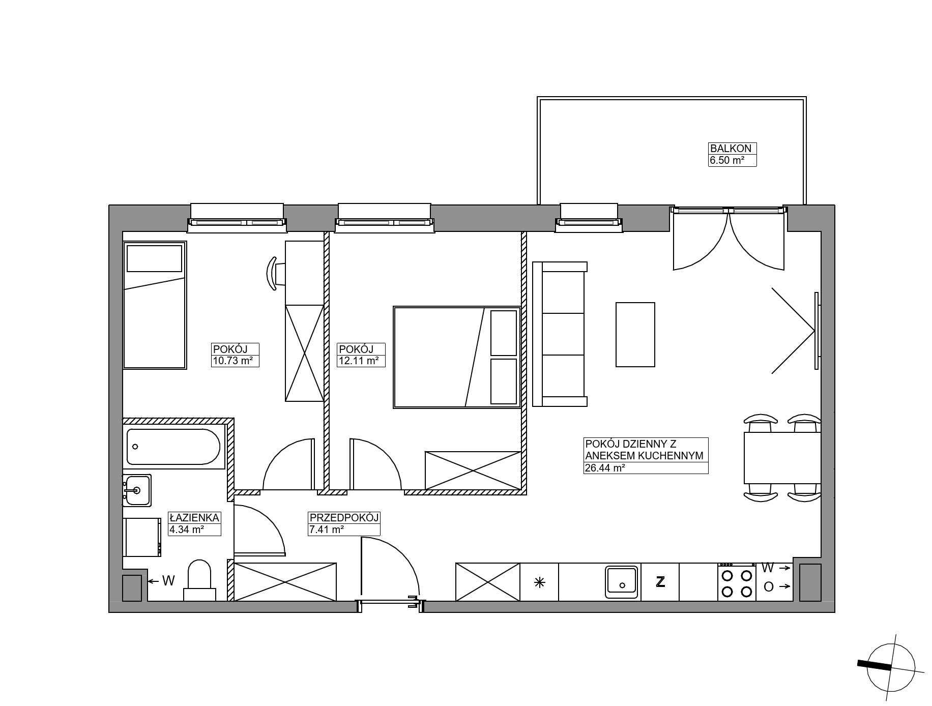 Plan 3 pok. 61m²
