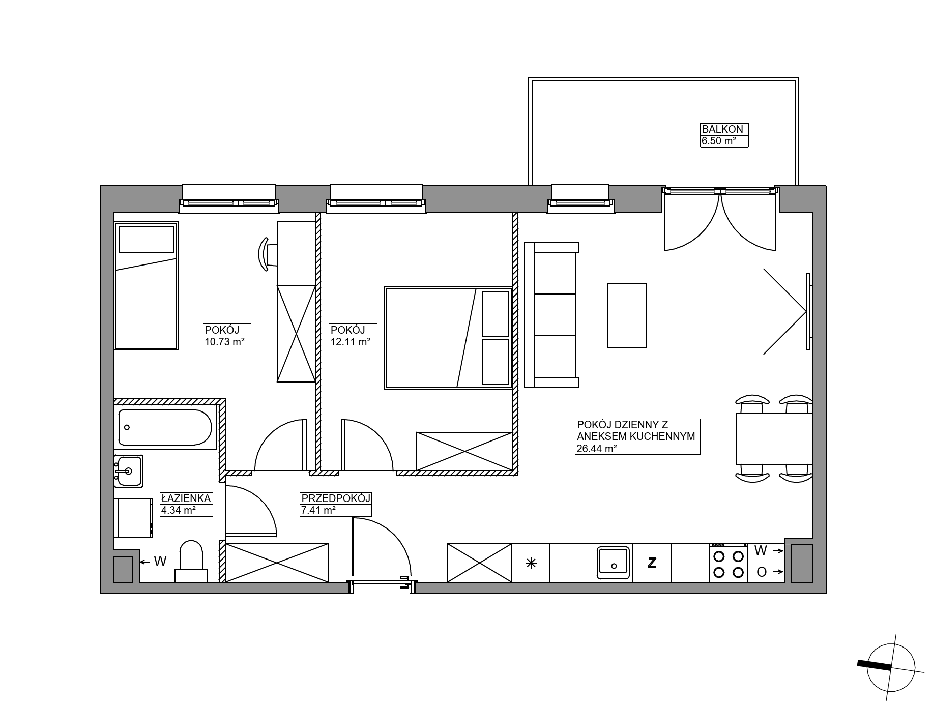 Plan 3 pok. 61m²