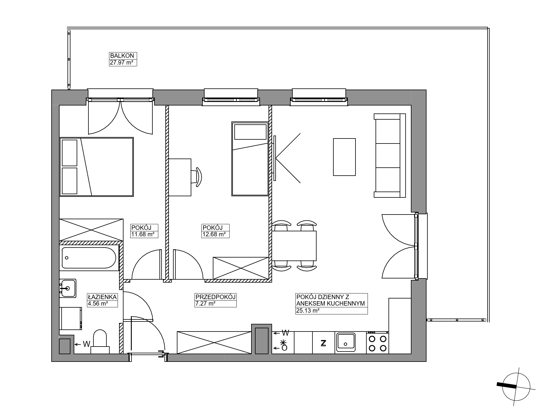 Plan 3 pok. 61m²