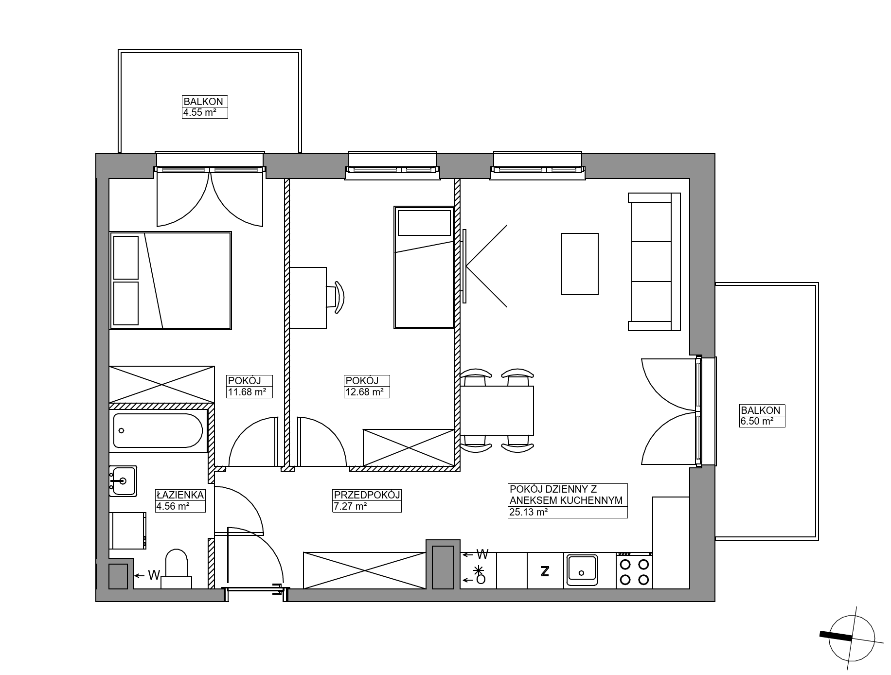 Plan 3 pok. 61m²