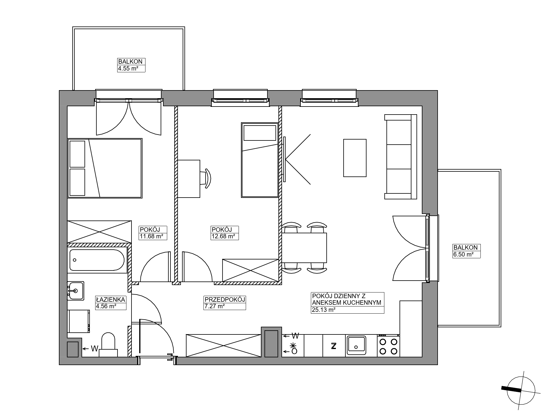 Plan 3 pok. 61m²