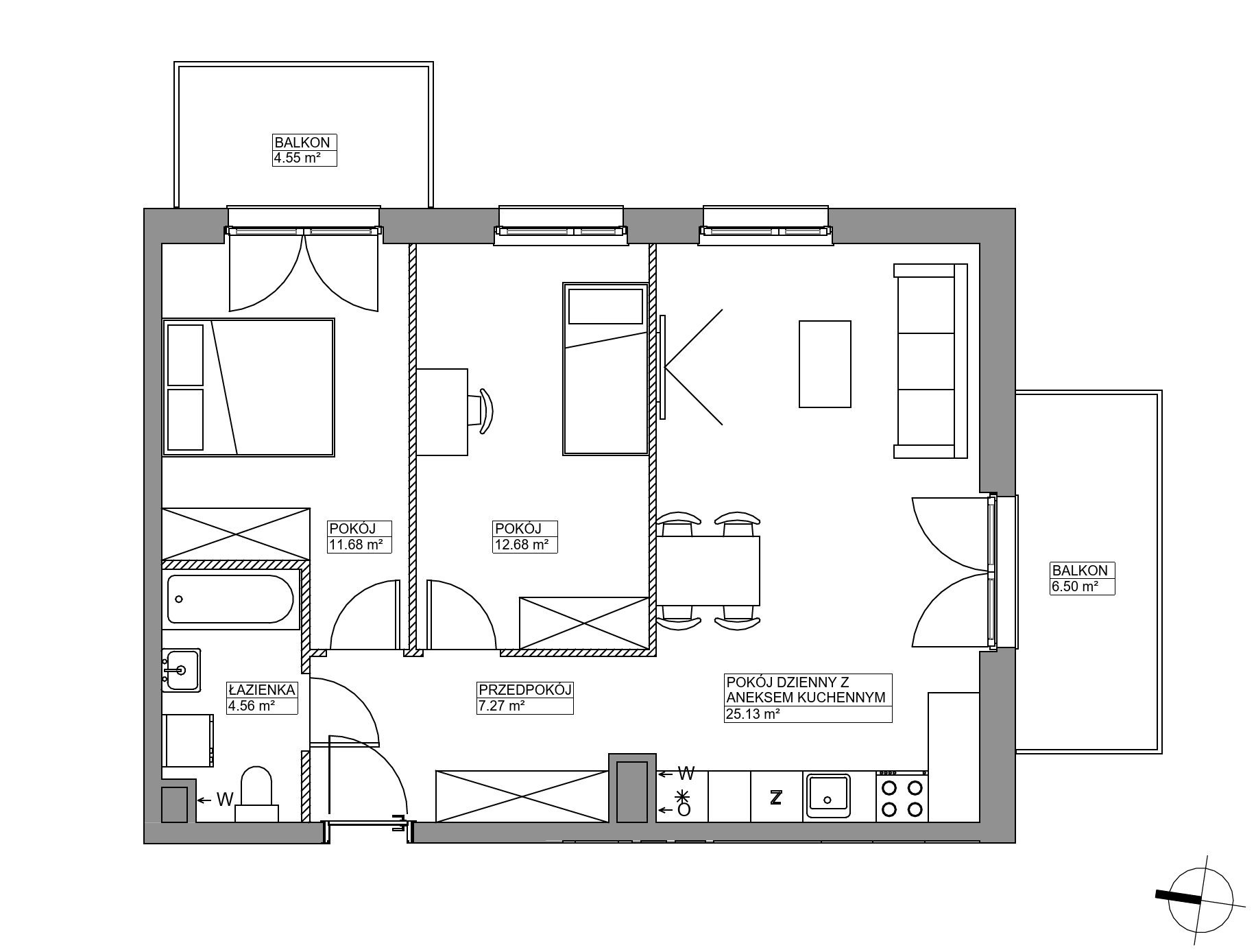 Plan 3 pok. 61m²