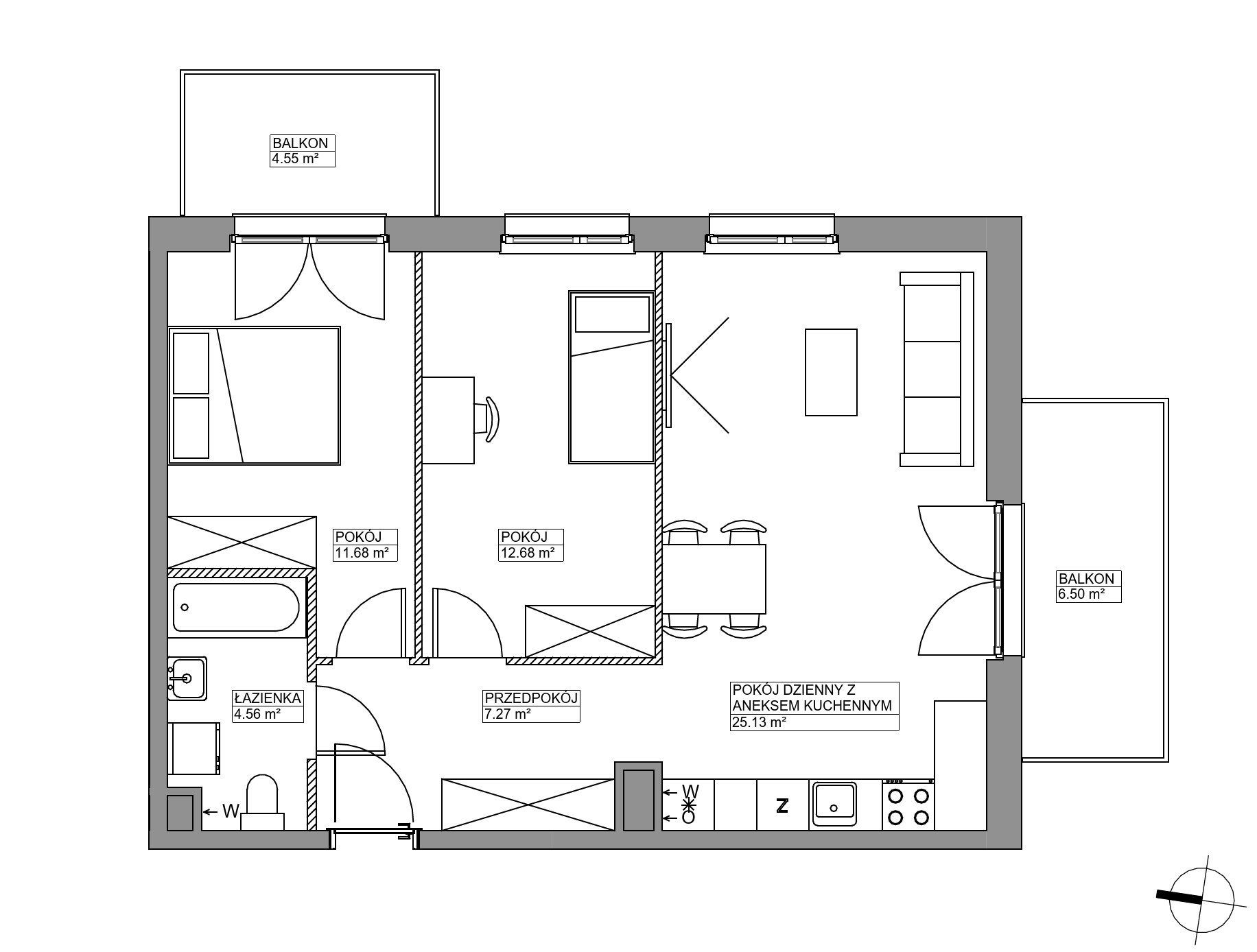 Plan 3 pok. 61m²