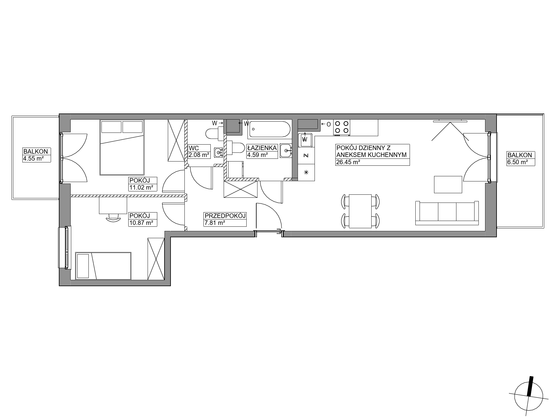 Plan 3 pok. 63m²