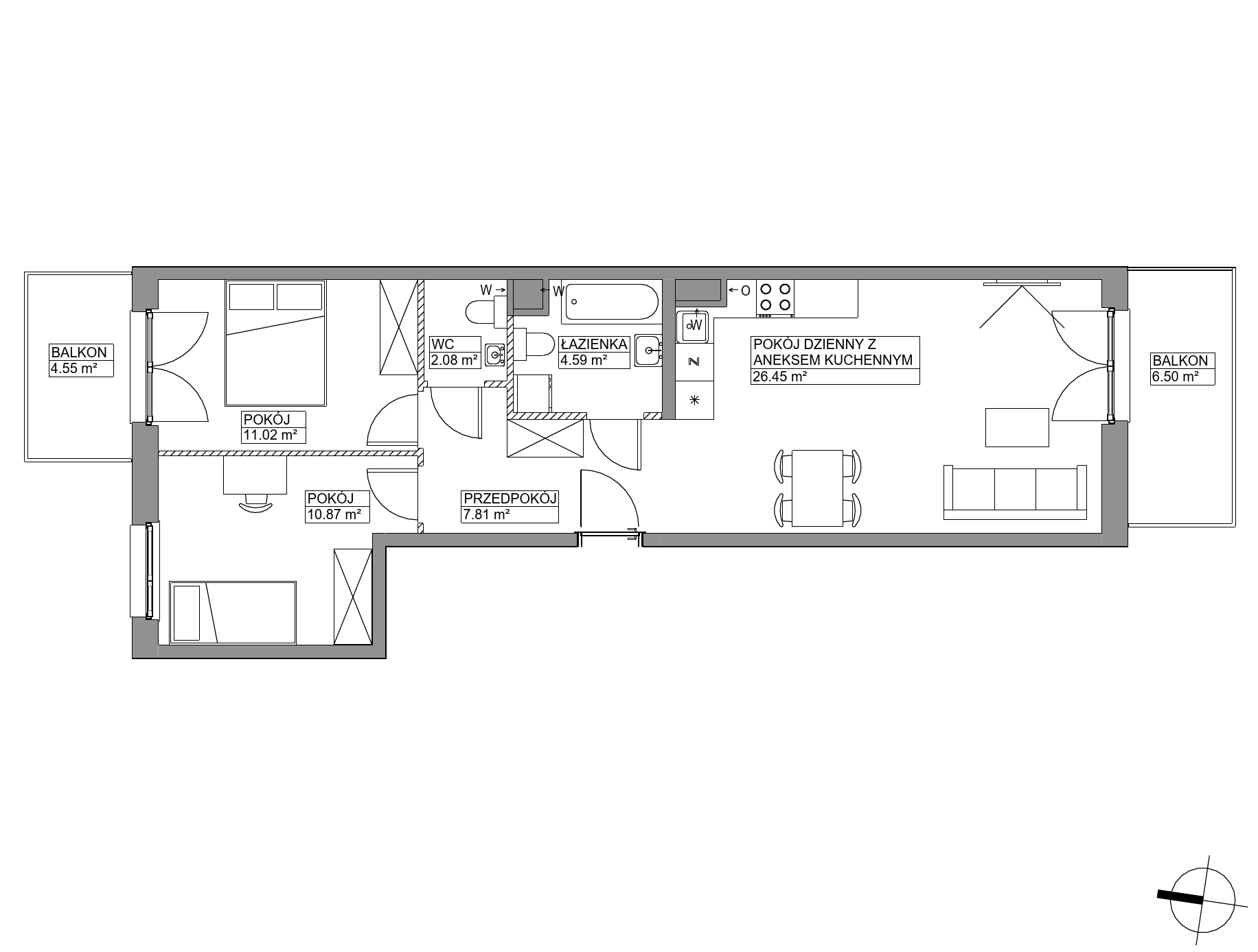 Plan 3 pok. 63m²