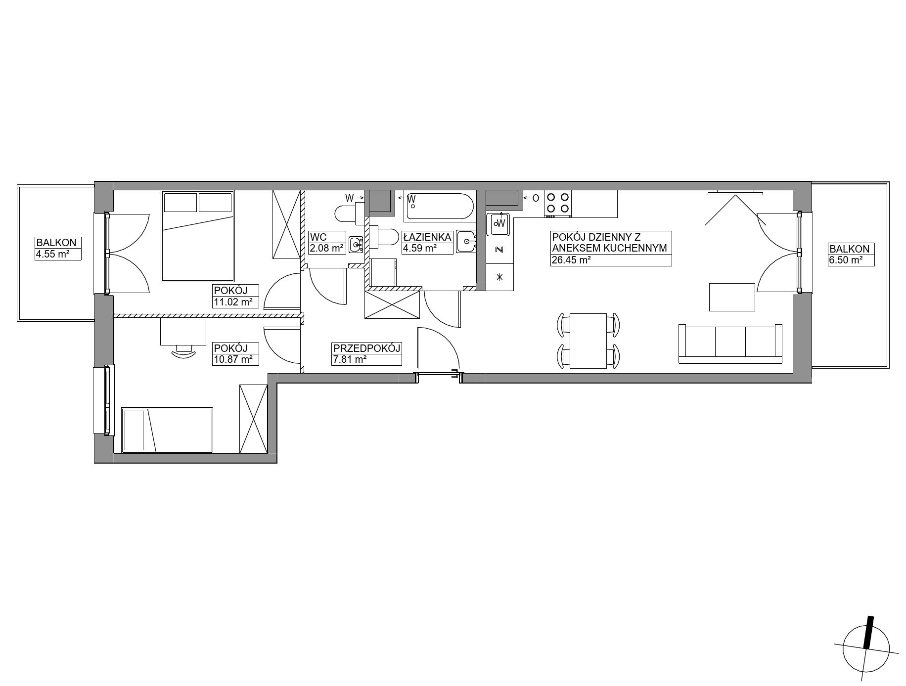 Plan 3 pok. 63m²
