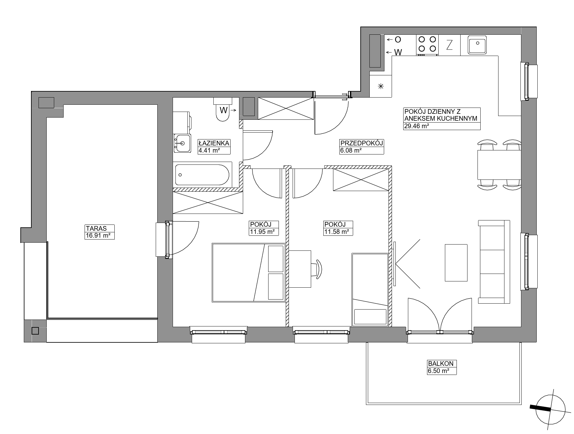 Plan 3 pok. 63m²
