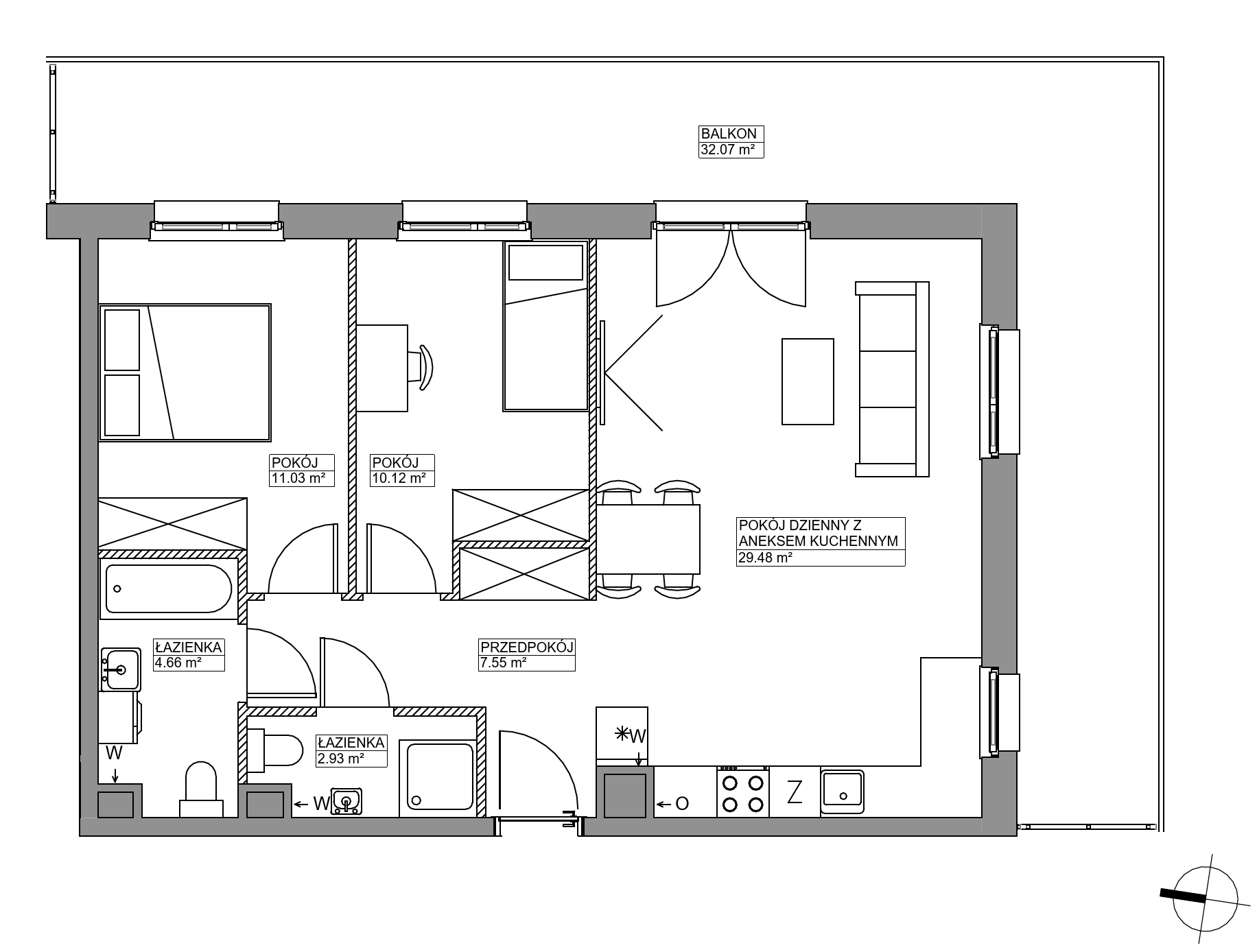 Plan 3 pok. 66m²