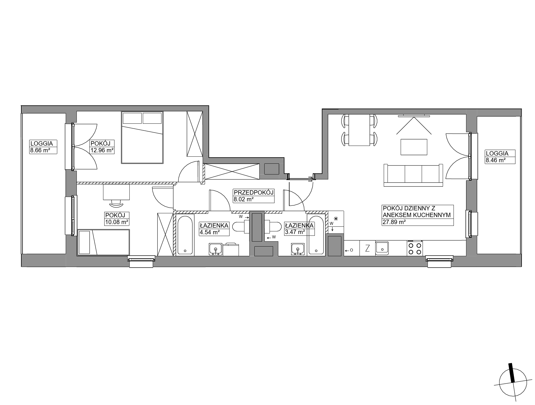 Plan 3 pok. 67m²
