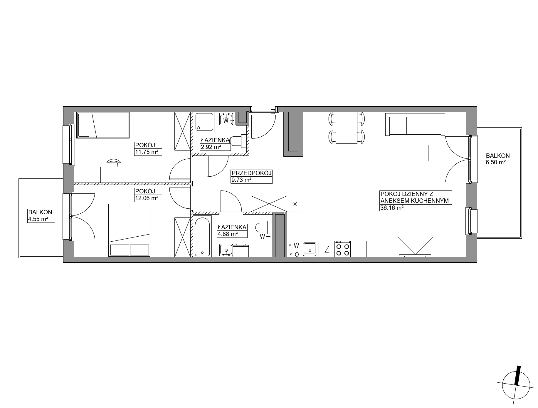 Plan 3 pok. 78m²