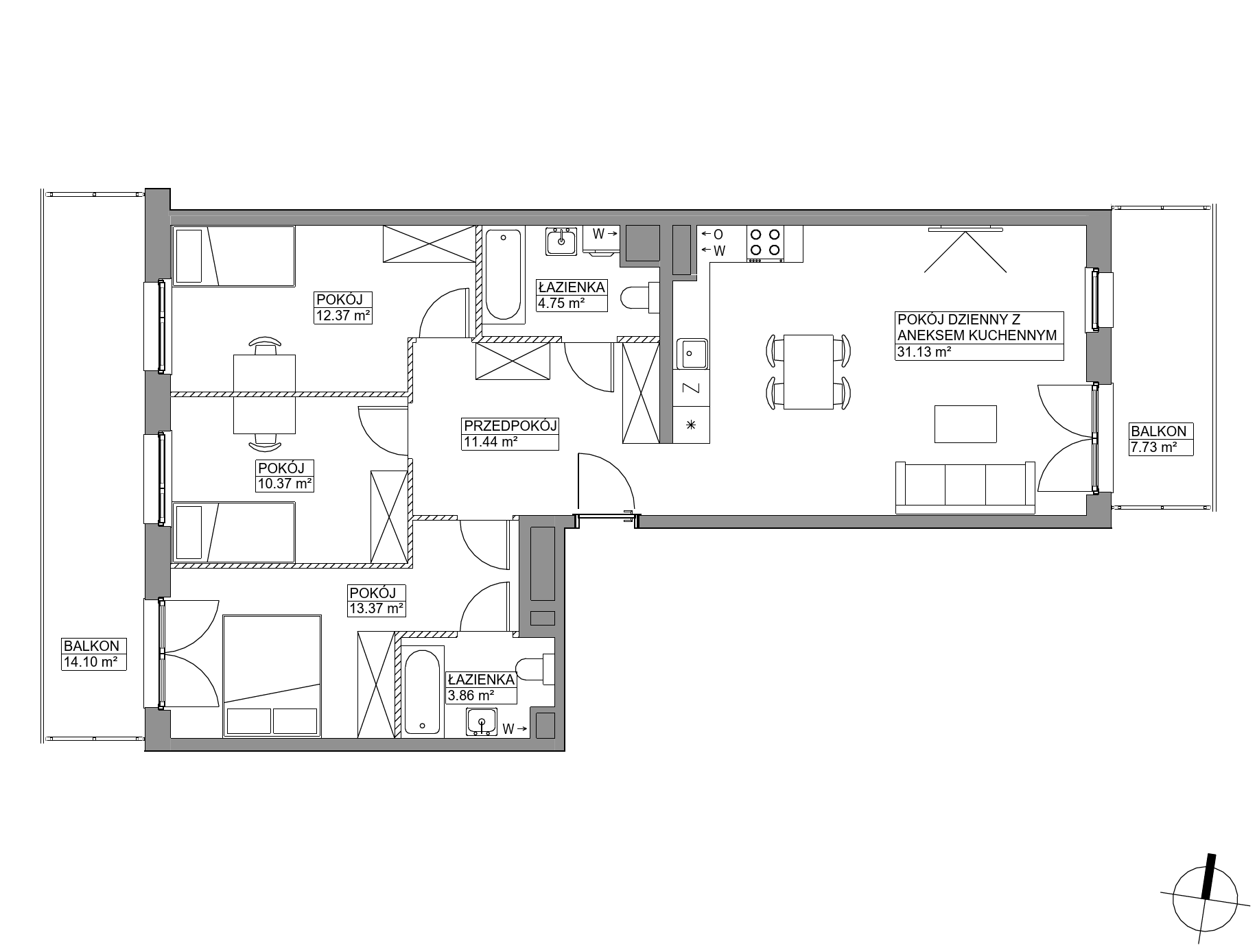 Plan 4 pok. 87m²