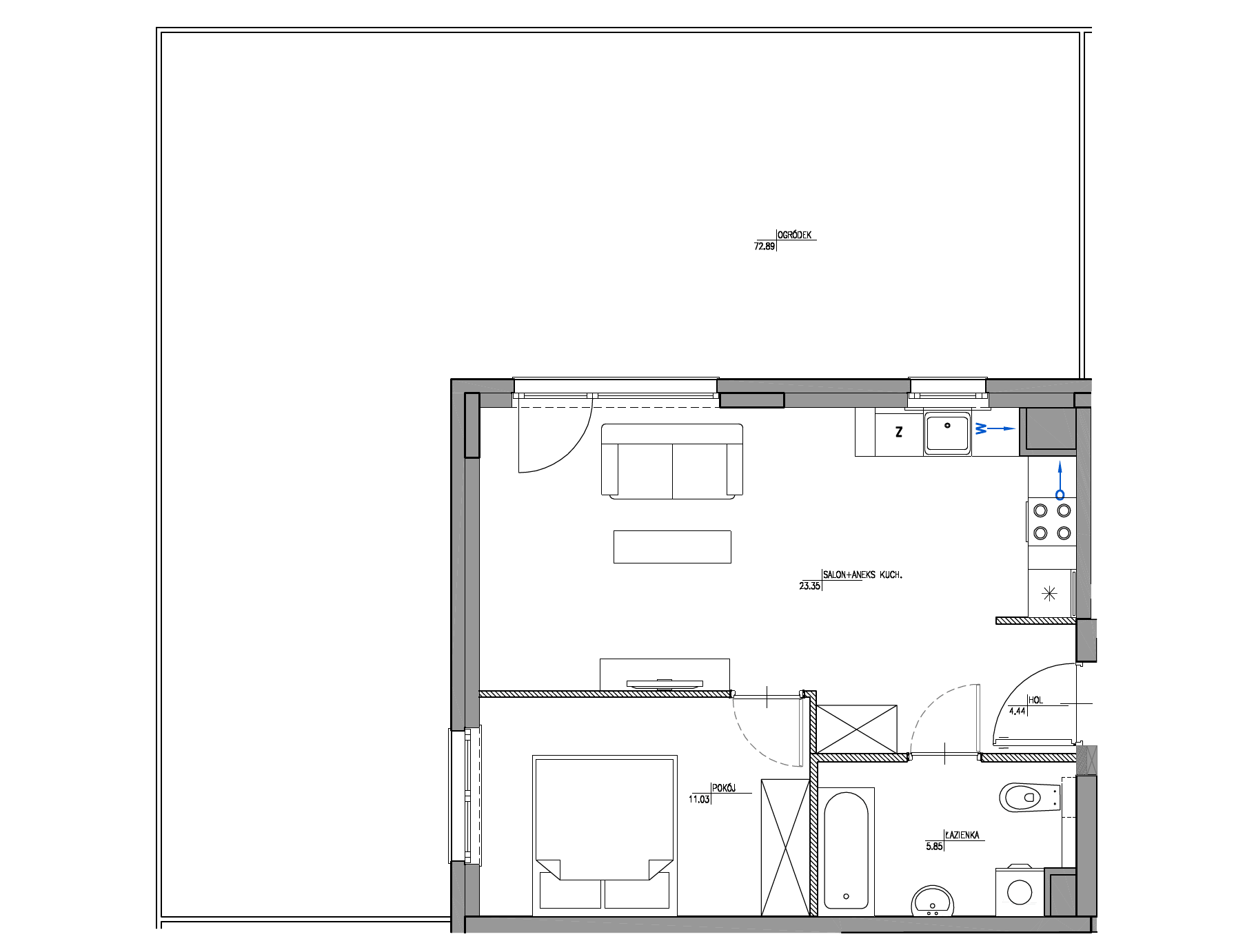Plan 2 pok. 45m²