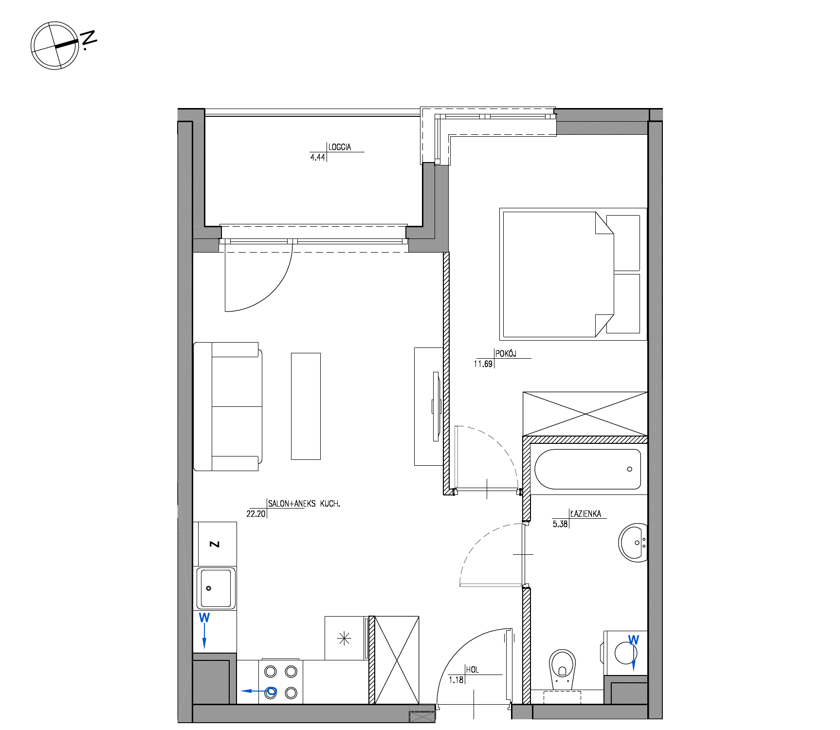 Plan 2 pok. 40m²