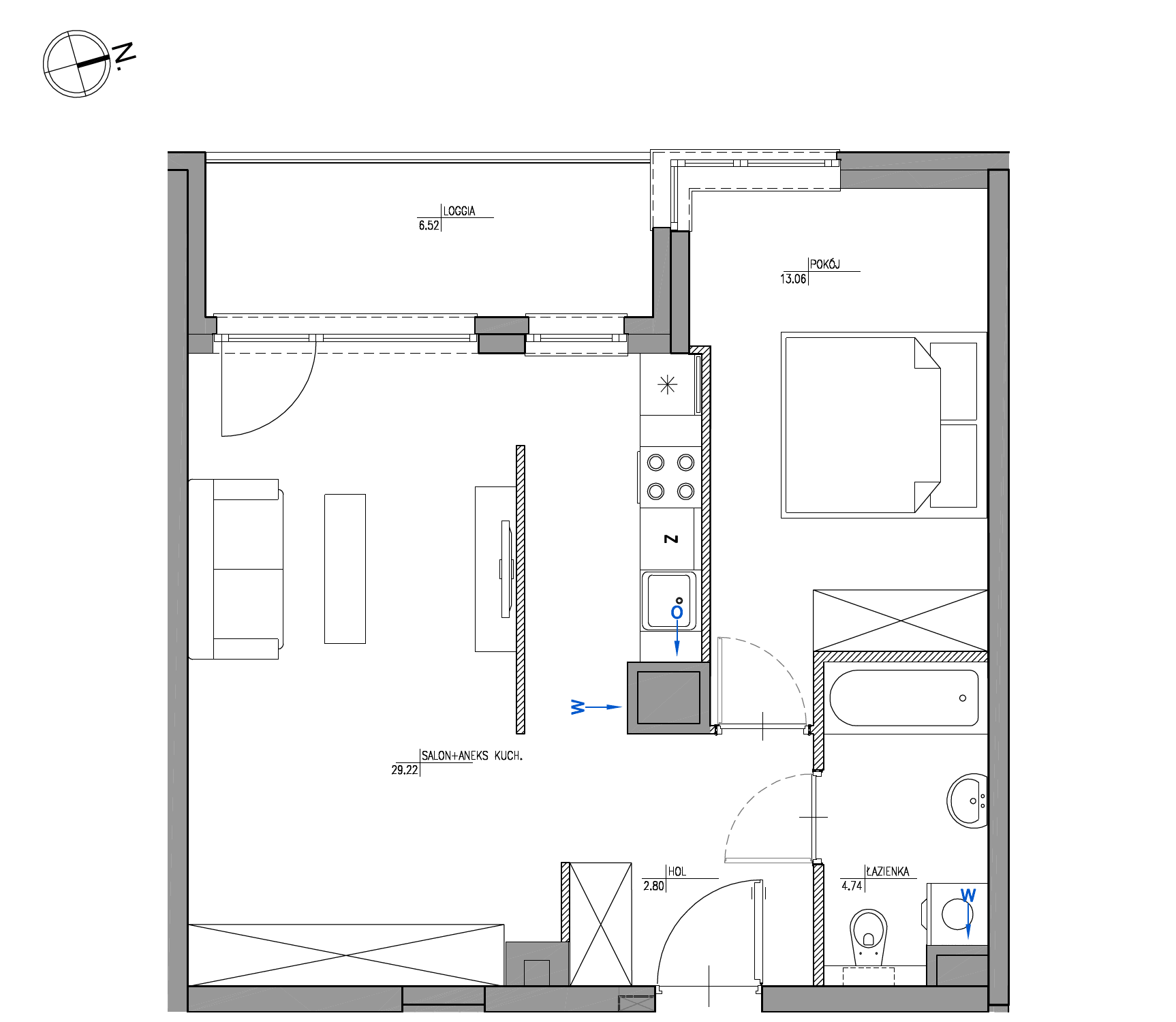 Plan 2 pok. 50m²