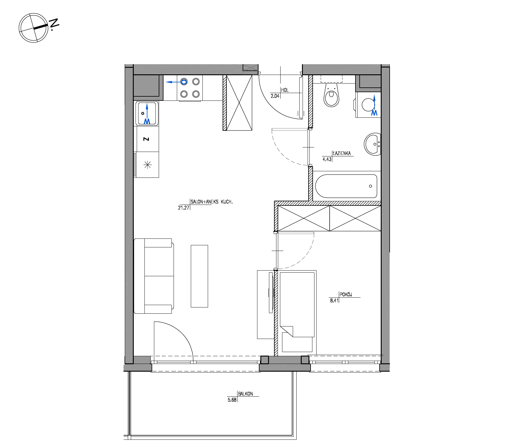Plan 2 pok. 36m²