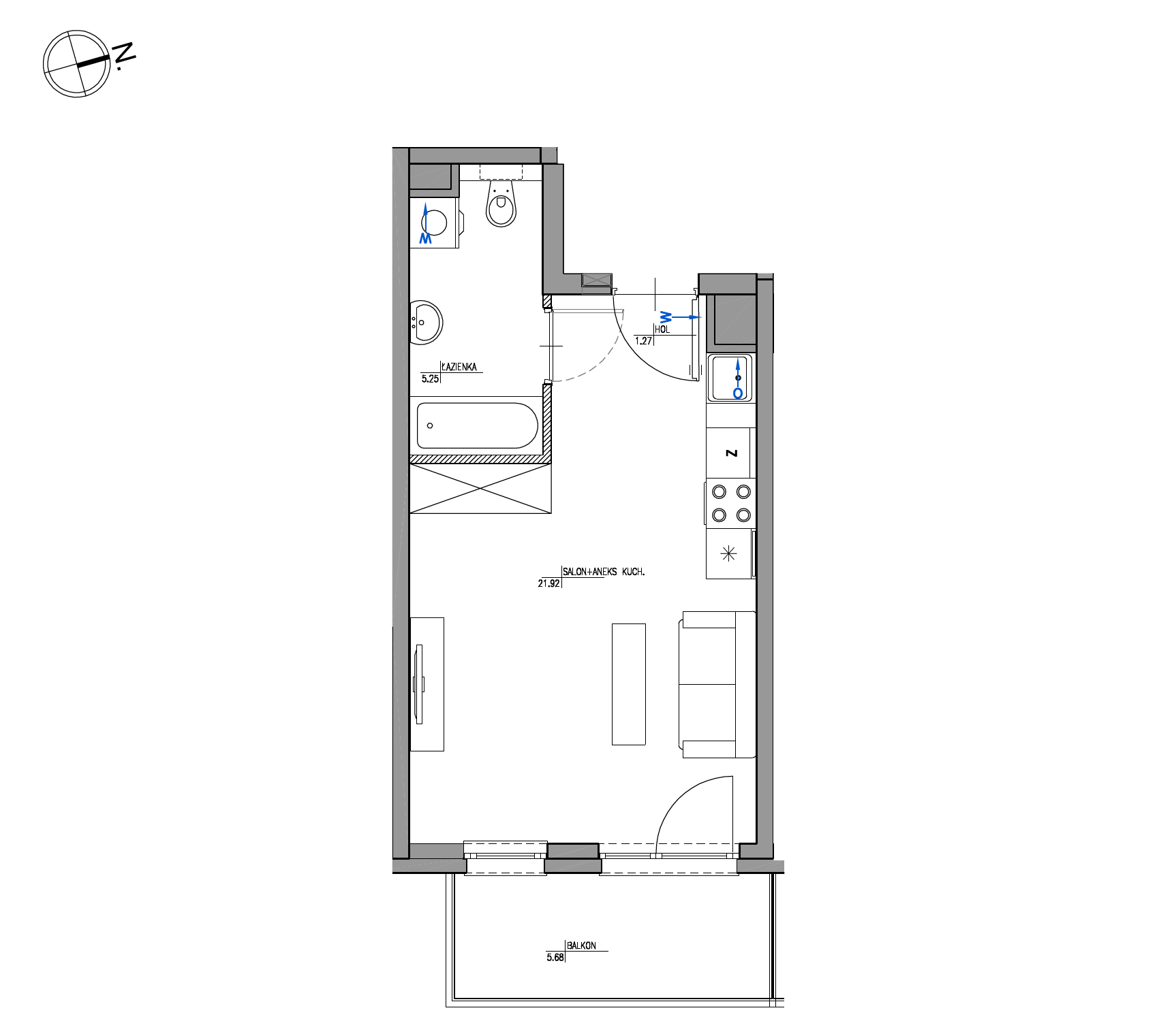 Plan 1 pok. 28m²
