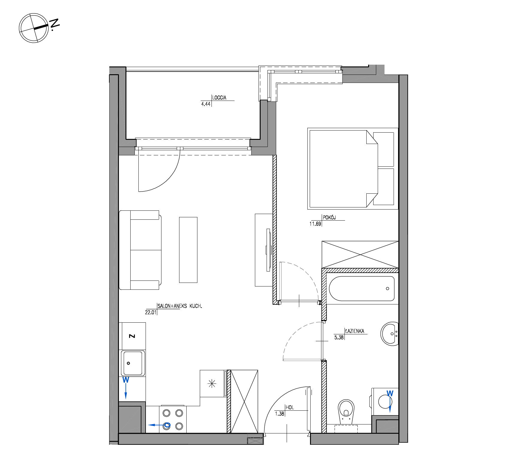 Plan 2 pok. 40m²